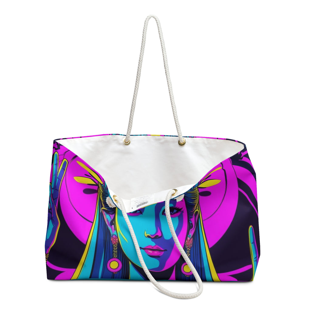 Vibrant Goddess Weekender Bag - Bohemian Tote, Gym Bag, Travel Essential, Festival Carryall, Colorful Beach Bag