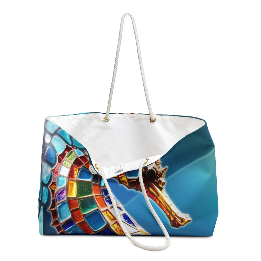 Colorful Seahorse Weekender Bag | Beach Tote, Travel Bag, Vacation Carryall, Stylish Tote for Summer Adventures, Nautical Gift