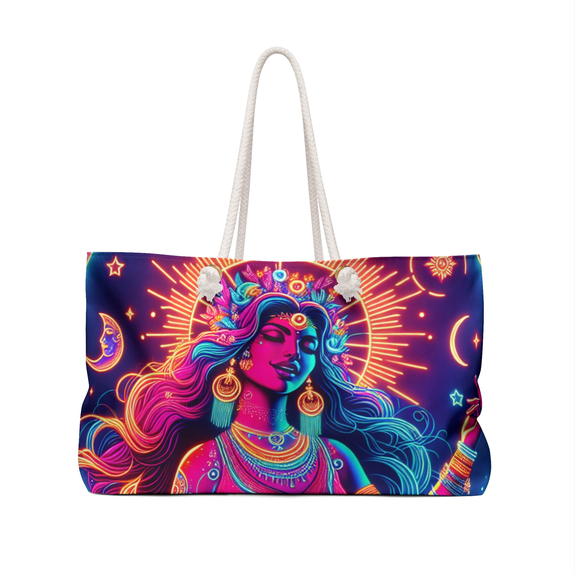 Vibrant Goddess Weekender Bag, Boho Travel Tote, Colorful Beach Bag, Festival Weekender, Yoga Retreat Accessory