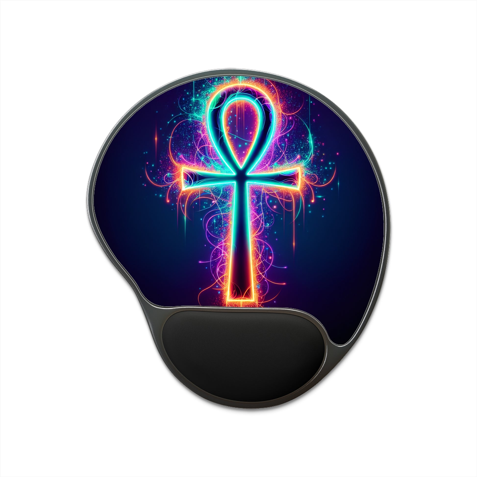 Vibrant Ankh Mouse Pad with Wrist Rest - Ergonomic Desk Accessory, Gift for Gamers, Home Office Decor, Computer Accessories, Unique Design