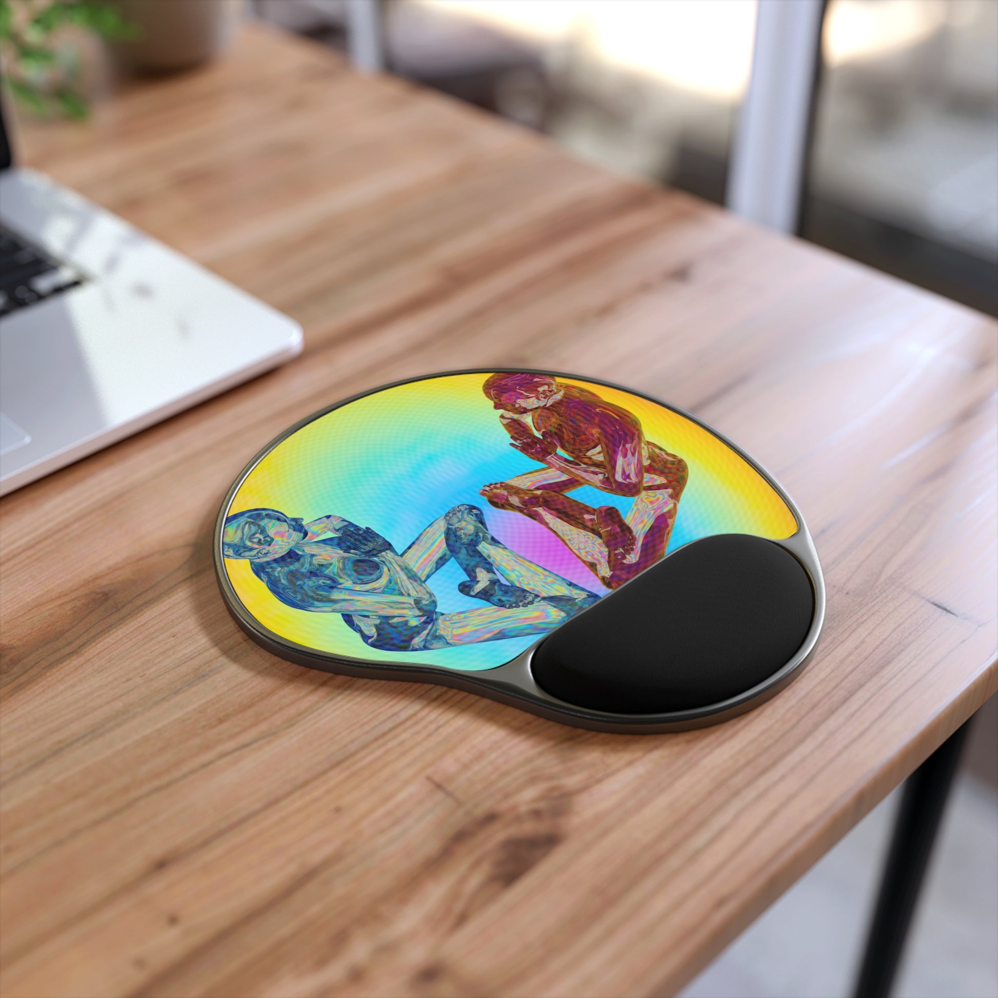 Vibrant Artistic Mouse Pad with Wrist Rest, Colorful Desk Accessory for Home Office, Unique Gift for Gamers, Artists, and Students