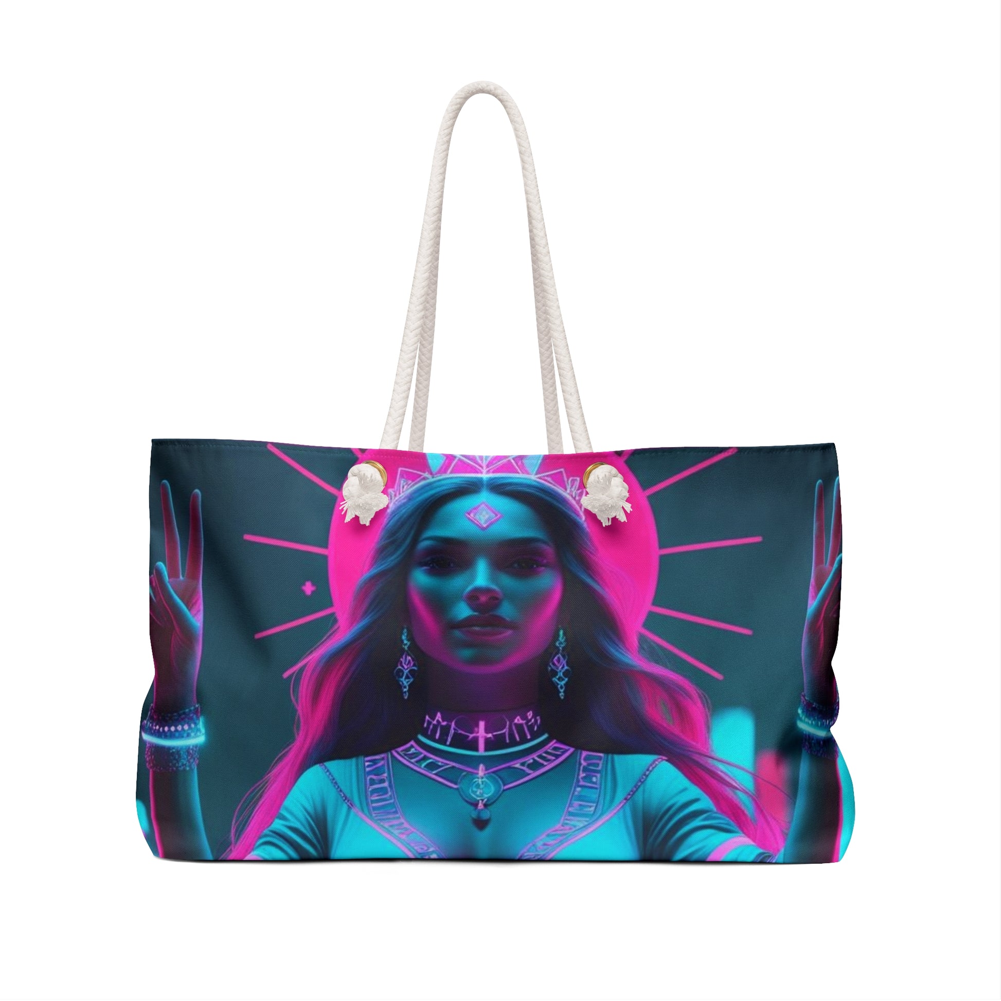 Vibrant Boho Weekender Bag with Mystical Design, Perfect for Travel, Beach Trips, Festivals, Gifts for Friends, Stylish Tote