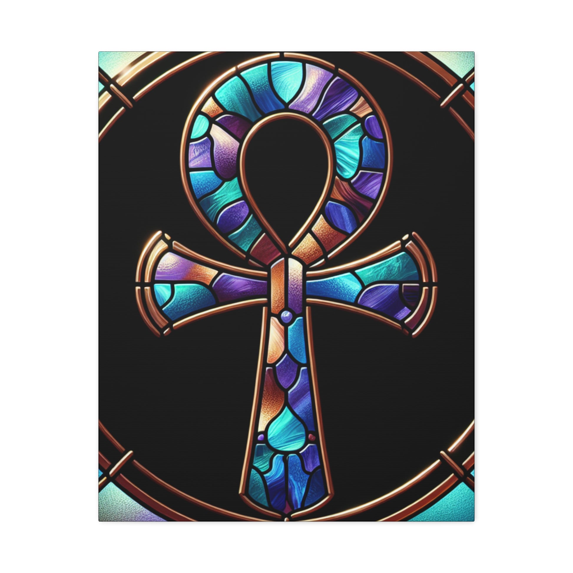 Vibrant Ankh Stretched Canvas Art Print, Bohemian Wall Decor, Colorful Home Accent, Gift for Art Lovers, Unique Spiritual Artwork