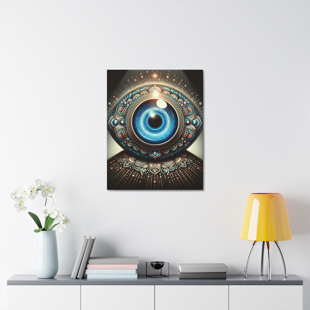 Mystical Eye Stretched Canvas Art, Boho Wall Decor, Ethereal Home Decor, Unique Gift for Art Lovers, Spiritual Wall Art