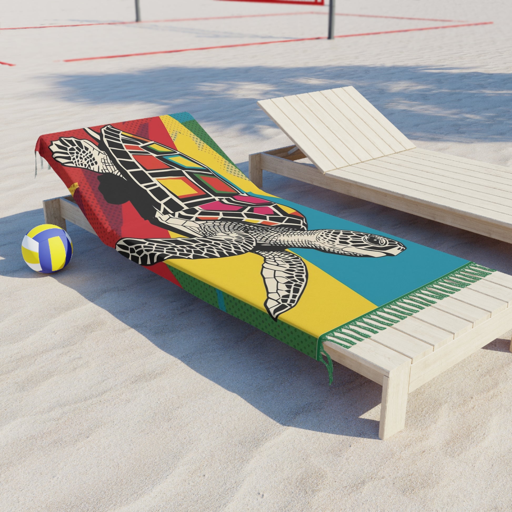 Colorful Beach Towel - Boho Turtle Design, Summer Vibe, Perfect for Pool, Ocean, Picnic, Travel