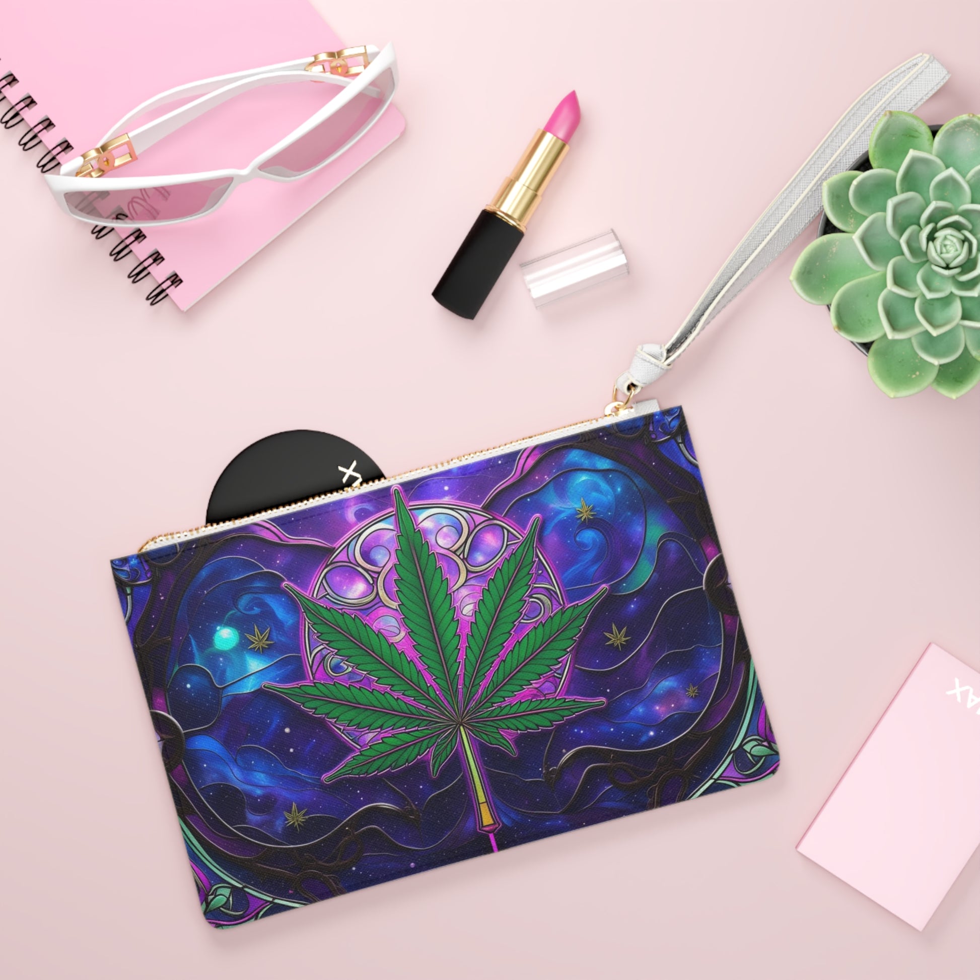 Vibrant Cannabis Clutch Bag, Boho Chic Accessory, Festival Essential, Eco-Friendly Pouch, Gift for Herb Lovers