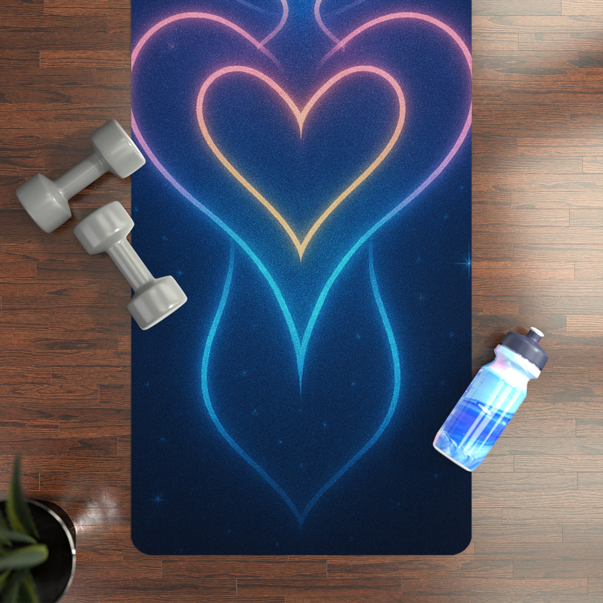 Illuminated Heart Yoga Mat, Non-Slip Exercise Pad, Meditation Mat, Fitness Gift, Spiritual Workout Accessory