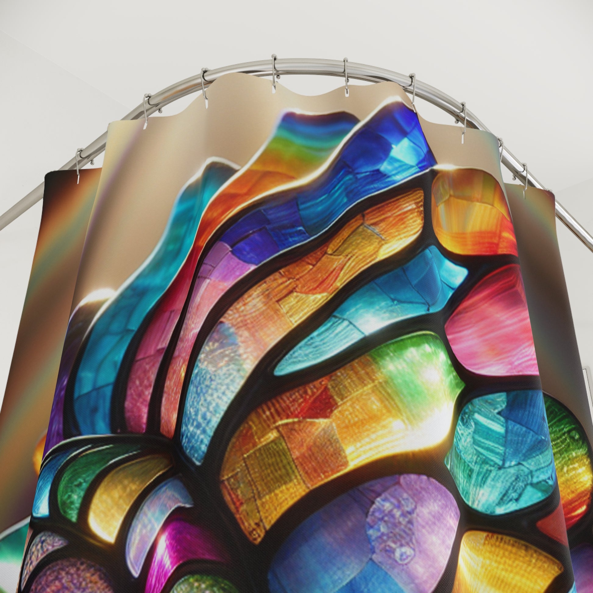 Vibrant Stained Glass Shower Curtain, Colorful Nautilus Design for Bathroom Decor, Boho Home Accent, Gift for Art Lovers, Unique [...]