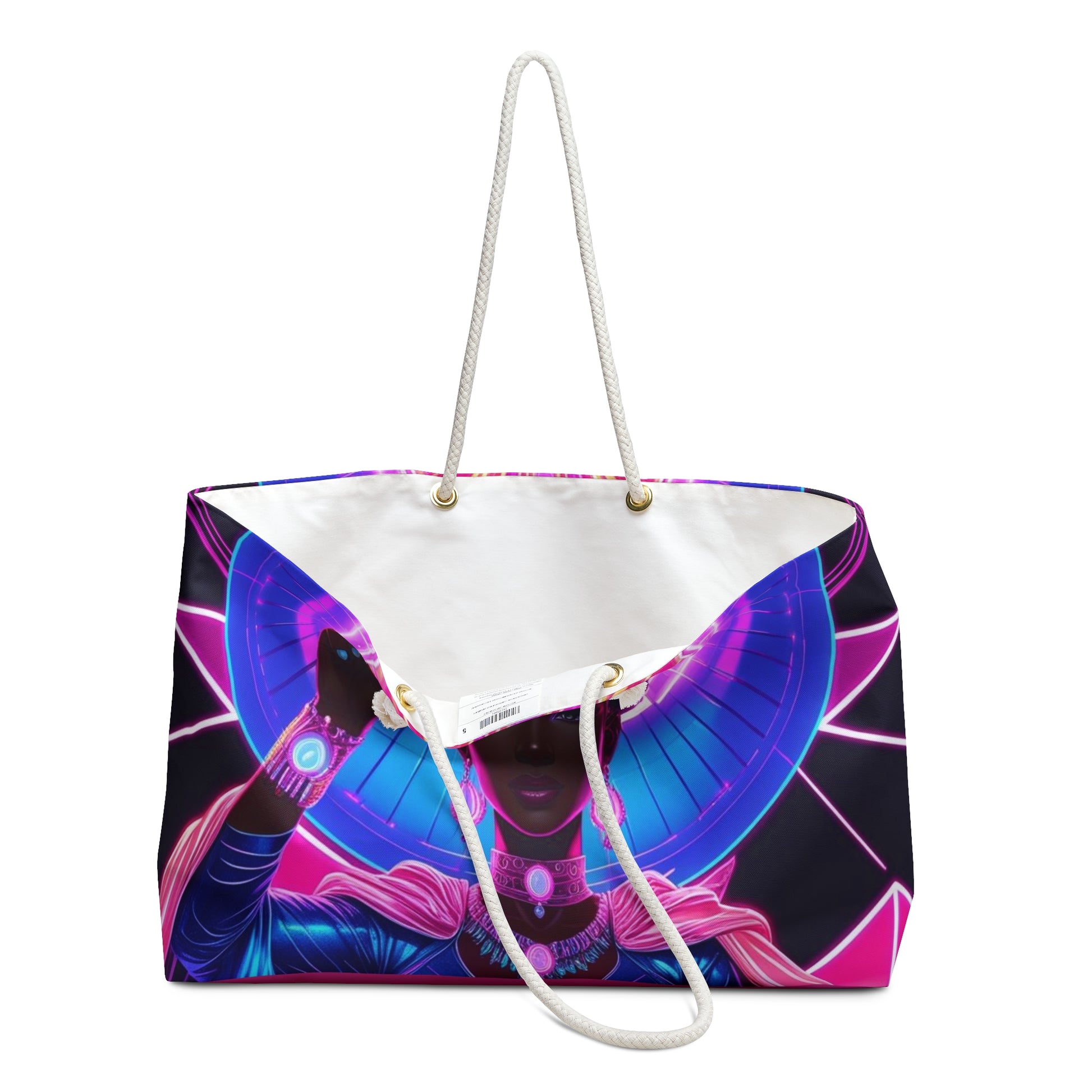 Neon Divine Feminine Goddess Weekender Bag - Vibrant Beach Bag, Travel Tote, Gym Bag, Ideal Gift for Friends, Boho Style