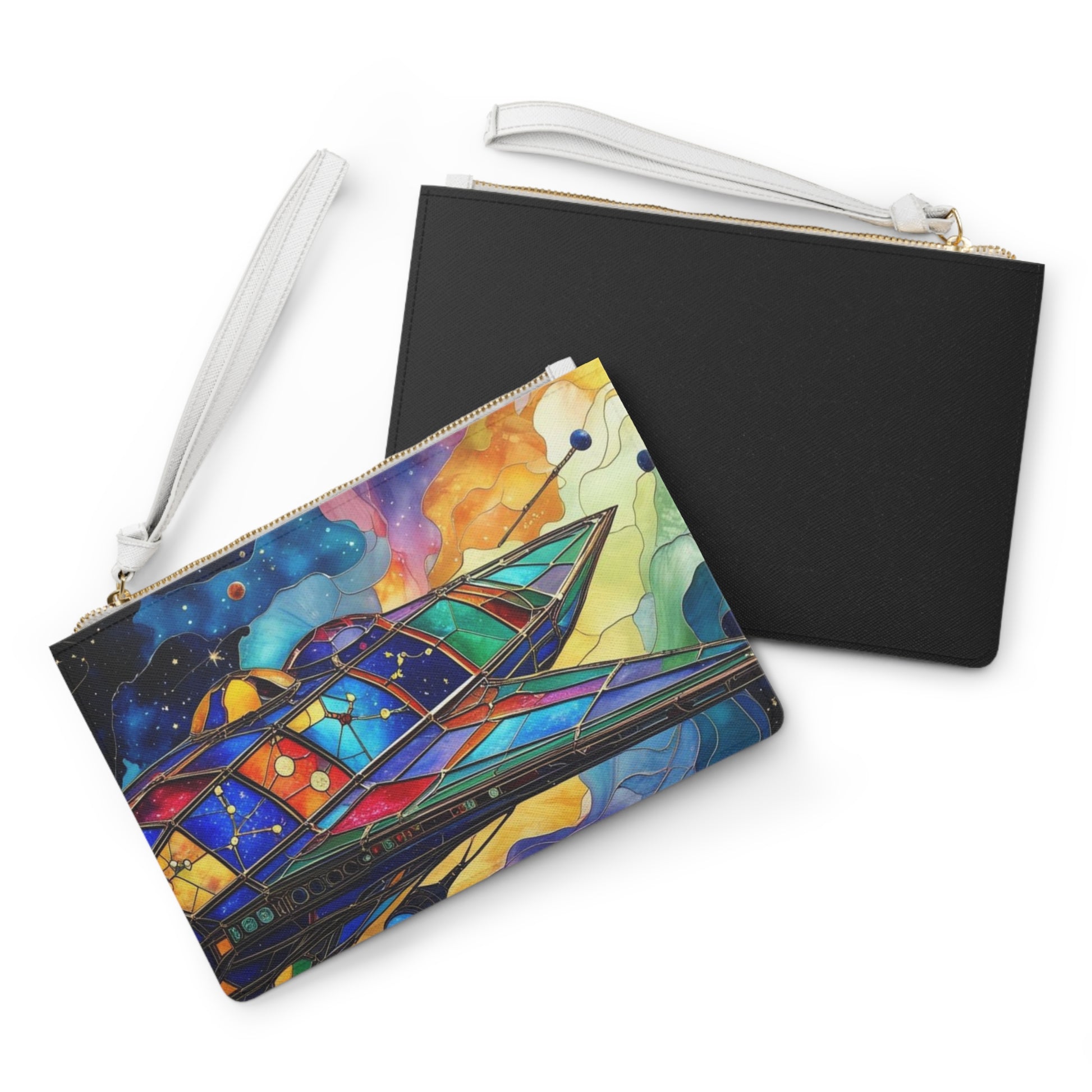 Cosmic Art Clutch Bag - Colorful Stained Glass Design, Evening Purse, Festival Accessory, Unique Gift, Artistic Handbag