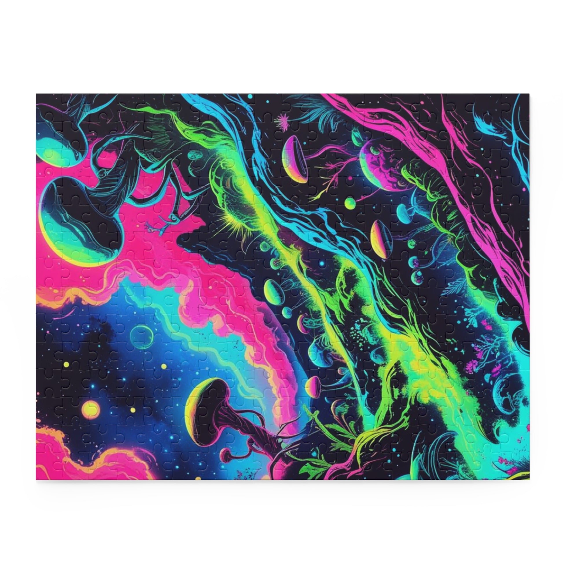 Cosmic Mushroom Puzzle, Vibrant Jigsaw for Game Night, Space-Themed Gift, Family Fun Activity, Psychedelic Decor