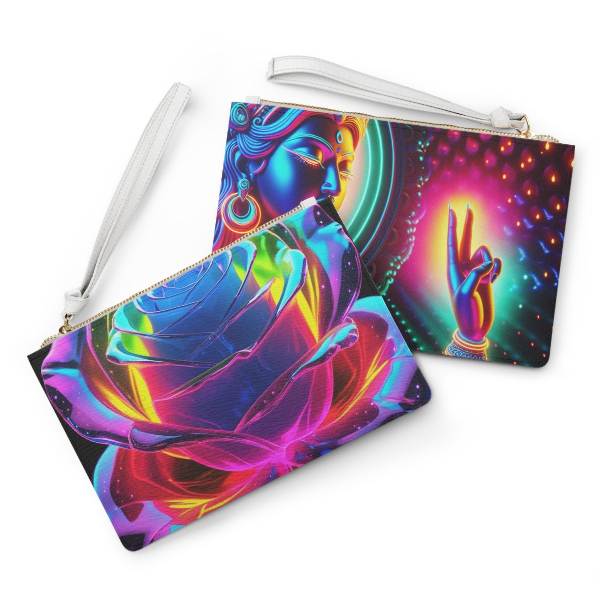 Vibrant Artistic Clutch Bag, Colorful Rose Purse, Boho Chic Handbag, Festival Accessories, Unique Gift for Her