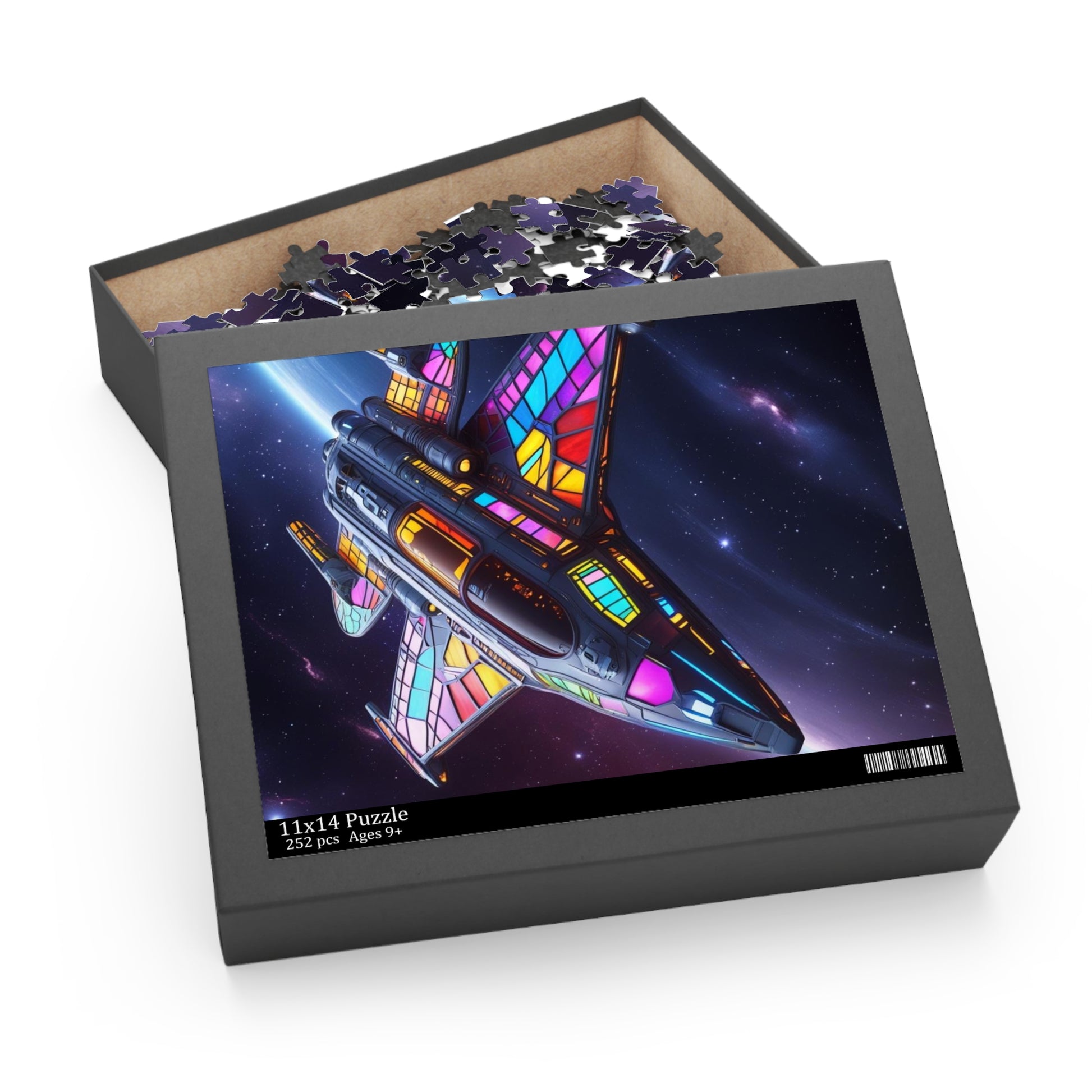 Stained Glass Space Shuttle Puzzle, 120/252/500-Piece Fun, Space-Themed Gift for Holidays, Family Game Night, and Collectors