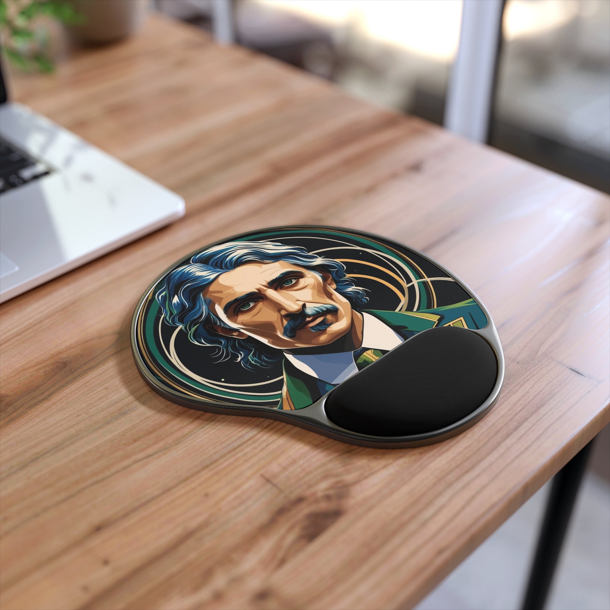Artistic Mouse Pad with Wrist Rest, Vintage Style Desk Accessory, Gift for Writers, Unique Office Decor, Home Workspace Essentials