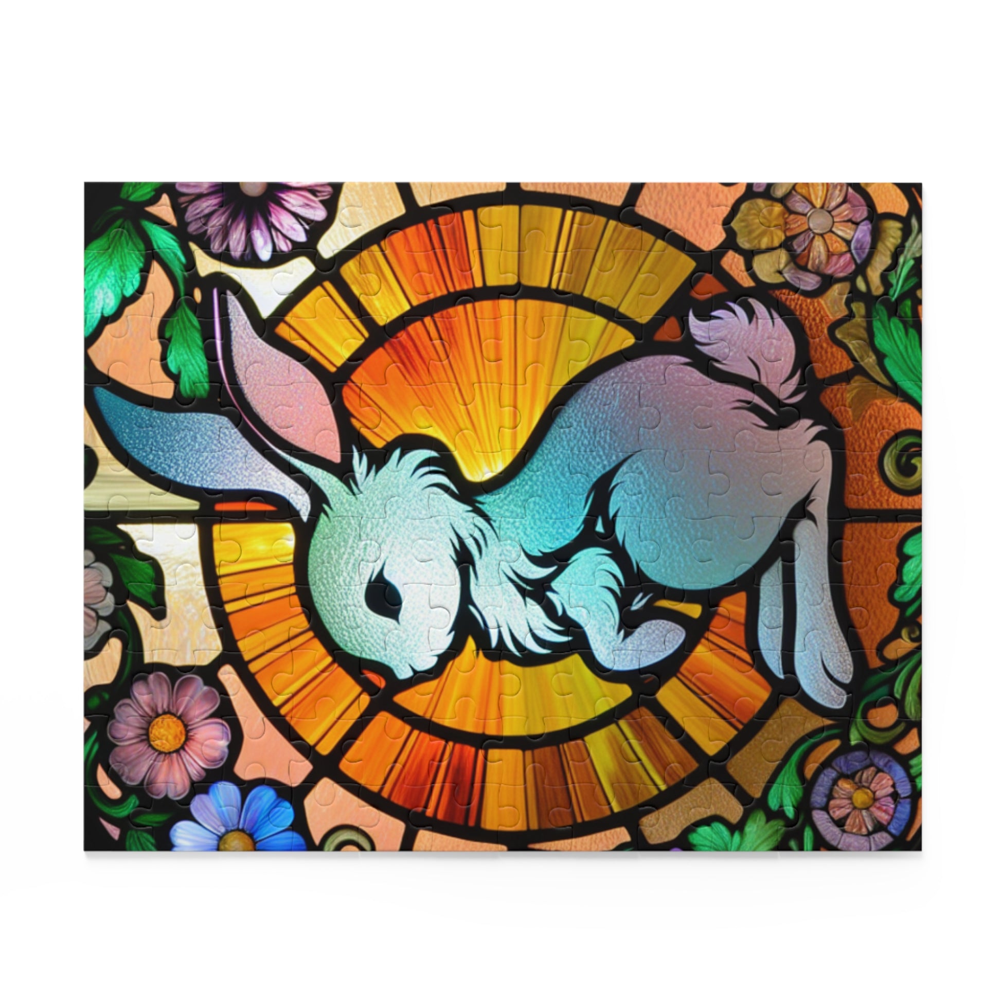 Stained Glass Bunny Puzzle - Perfect for Spring, Easter Decorations, Family Fun, Art Lovers, Unique Gift Idea