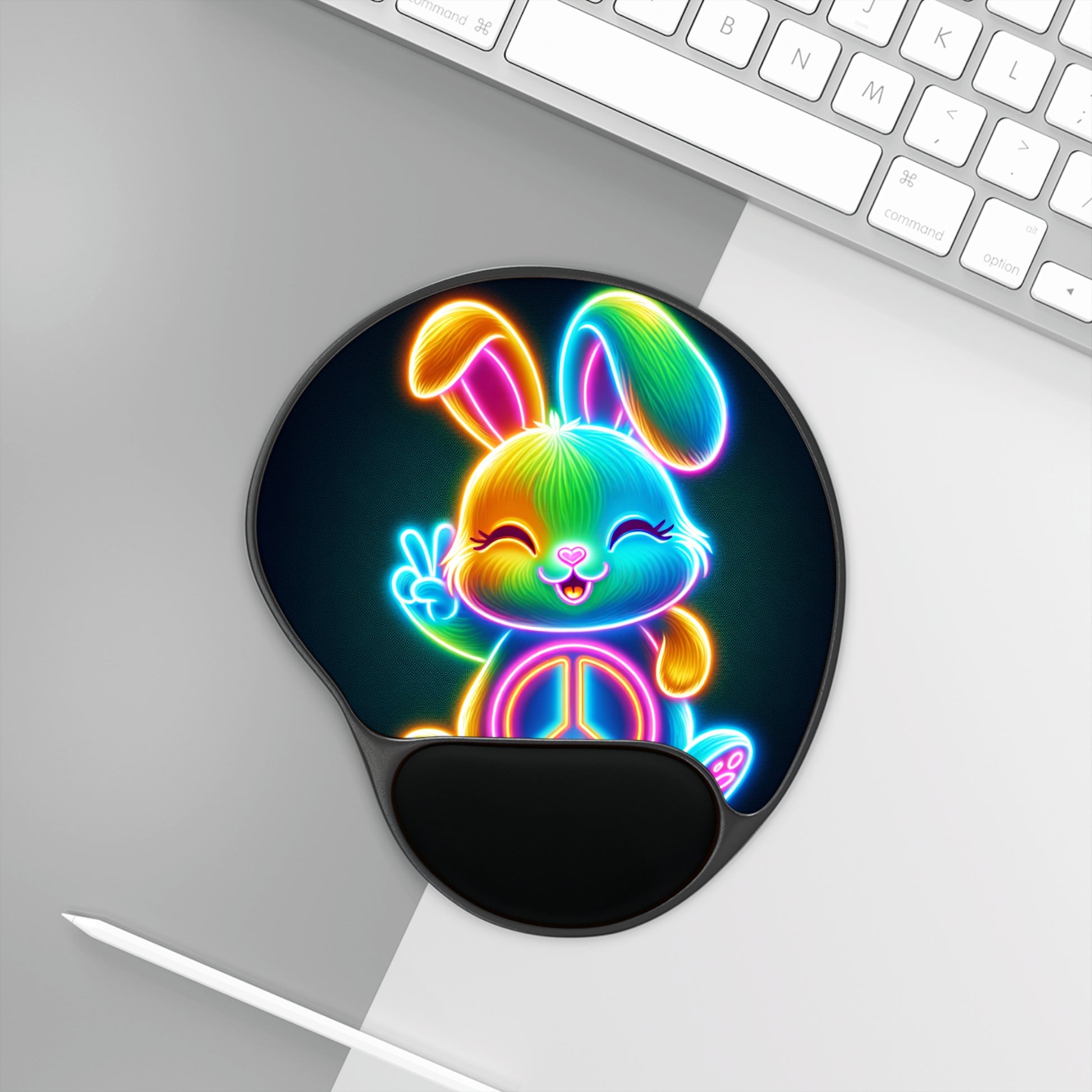 Neon Bunny Mouse Pad with Wrist Rest, Cute Desk Accessory, Perfect for Gamers, Colorful Office Decor, Gift for Animal Lovers, [...]