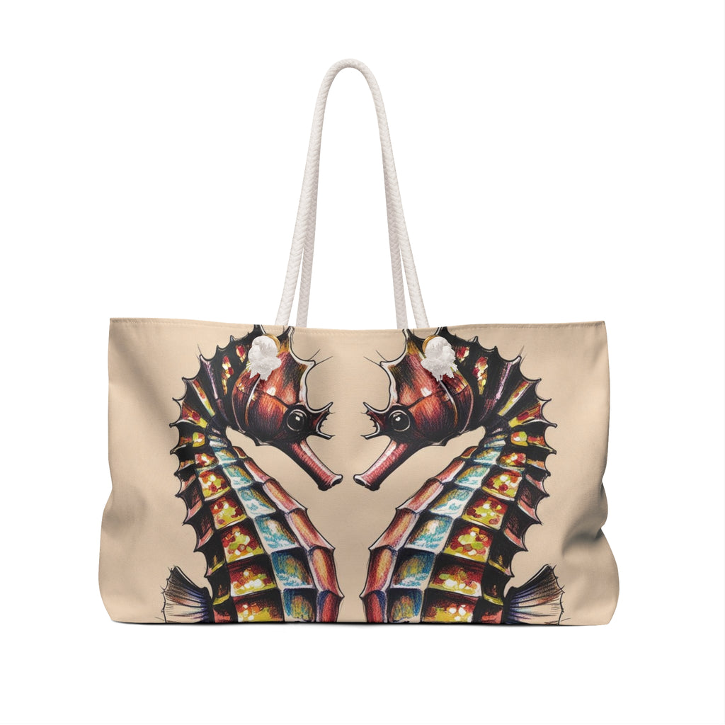 Seahorse Weekender Bag, Eco-Friendly Beach Tote, Travel Duffel for Weekend Getaways, Nautical Gift, Summer Vacation Bag