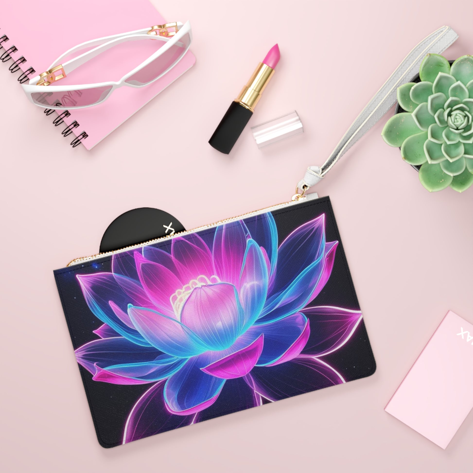 Vibrant Lotus Clutch Bag - Floral Handbag, Festival Purse, Gift for Her, Boho Accessories, Summer Essentials