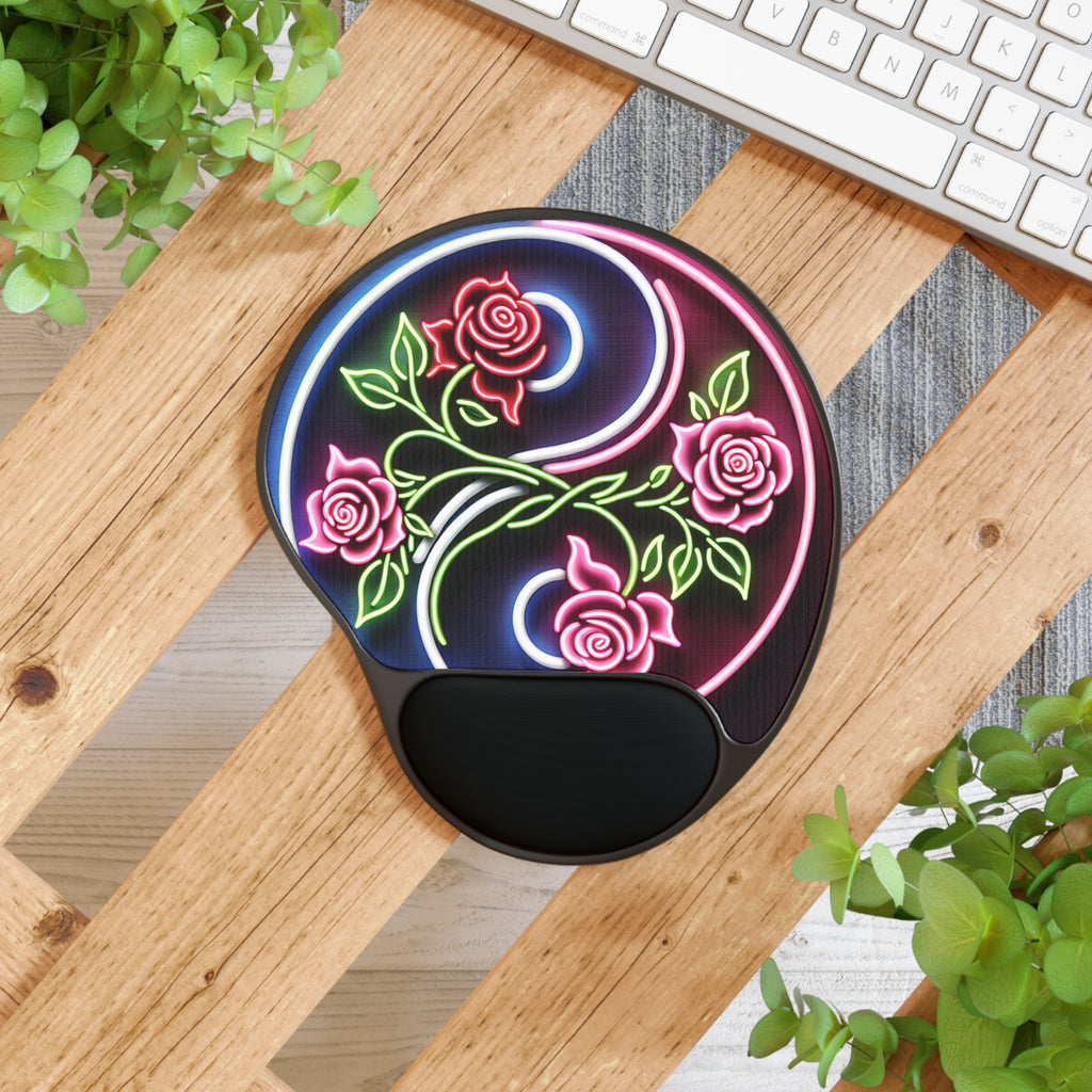 Ergonomic Floral Mouse Pad with Wrist Support, Desk Accessory, Office Gift, Gaming Mouse Pad, Computer Accessory, Flower Design