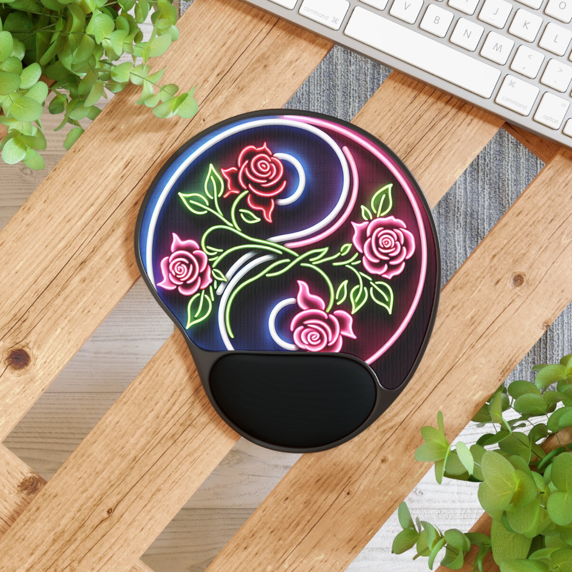 Ergonomic Floral Mouse Pad with Wrist Support, Desk Accessory, Office Gift, Gaming Mouse Pad, Computer Accessory, Flower Design