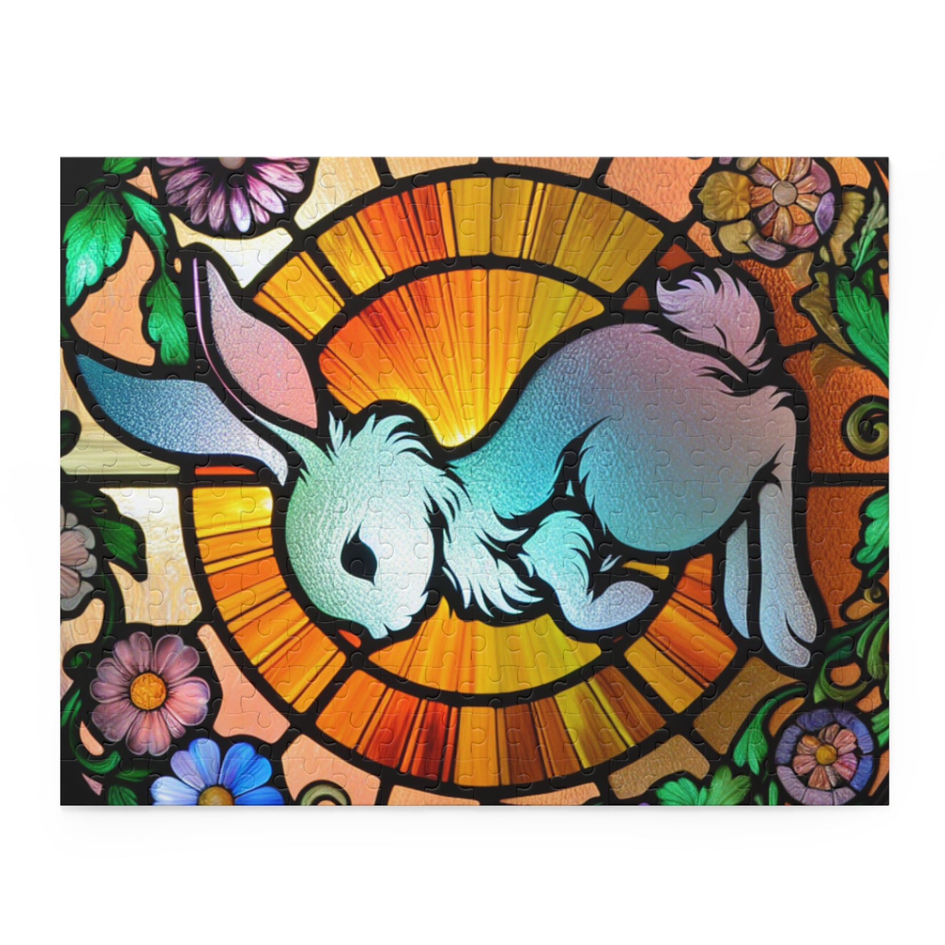 Stained Glass Bunny Puzzle - Perfect for Spring, Easter Decorations, Family Fun, Art Lovers, Unique Gift Idea