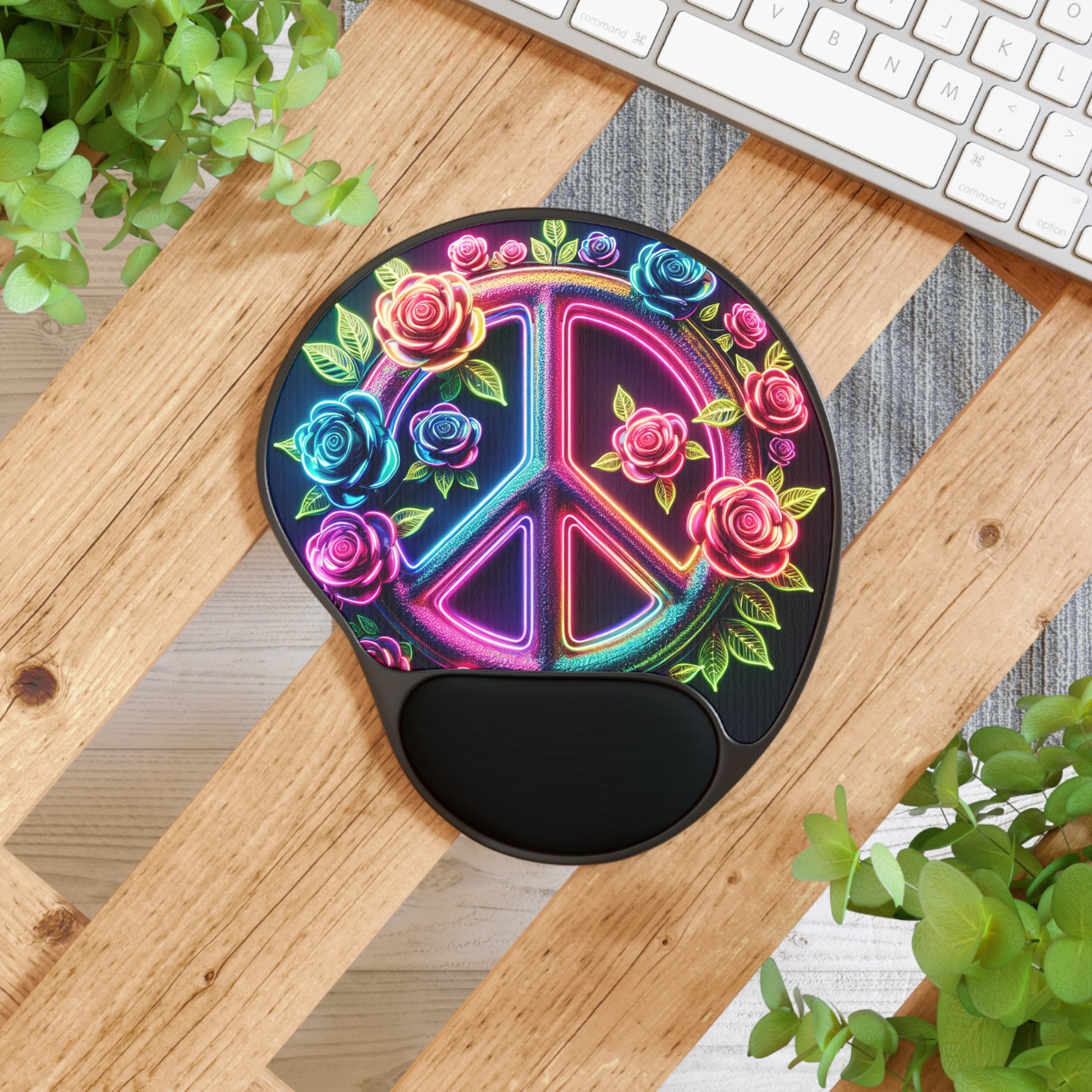 Colorful Peace Sign Mouse Pad with Wrist Rest, Floral Gaming Accessory, Boho Office Decor, Ideal for Students and Professionals, Great [...]