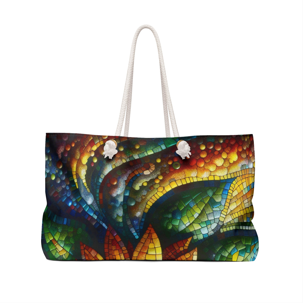 Colorful Mosaic Sunflower Weekender Bag - Vibrant Carryall Carry-On, Gym, or Overnight Getaways, Gift for Nature Lovers and Adventurers