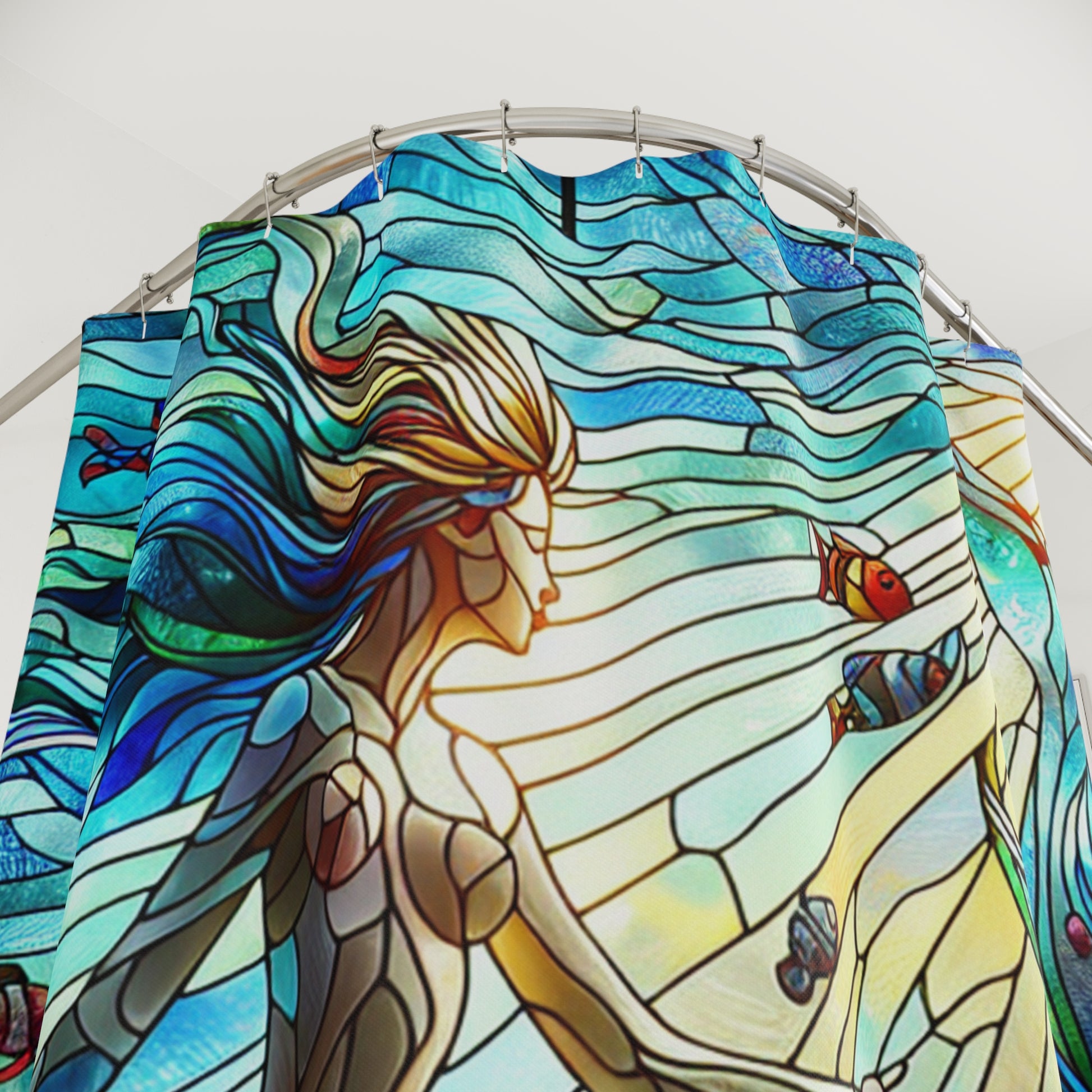 Mermaid Stained Glass Shower Curtain, Ocean Theme Bathroom Decor, Nautical Home Accent, Mermaid Gifts for Ocean Lovers, Unique Shower [...]