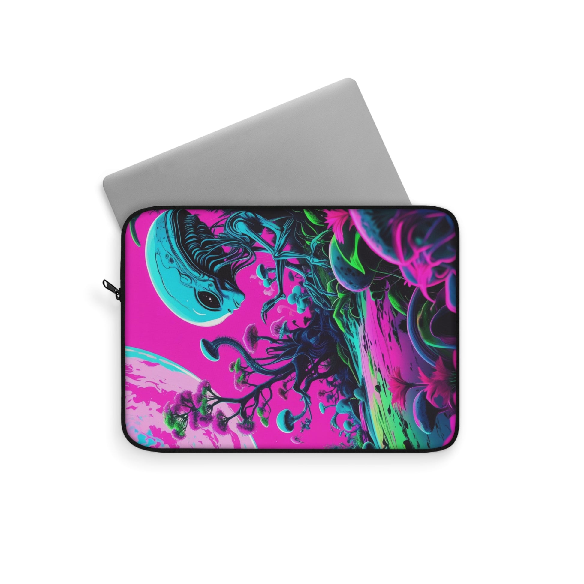 Vibrant Alien Laptop Sleeve, Trendy Tech Gift, Funky Space Design, Cool Accessories, Perfect for Sci-Fi Lovers