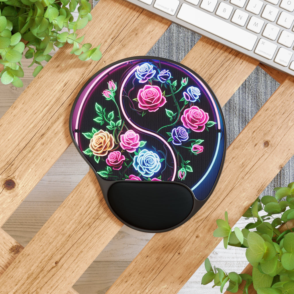 Floral Neon Mouse Pad with Wrist Rest - Stylish Ergonomic Desk Accessory, Computer Desk Decor, Gift for Gamers, Home Office [...]