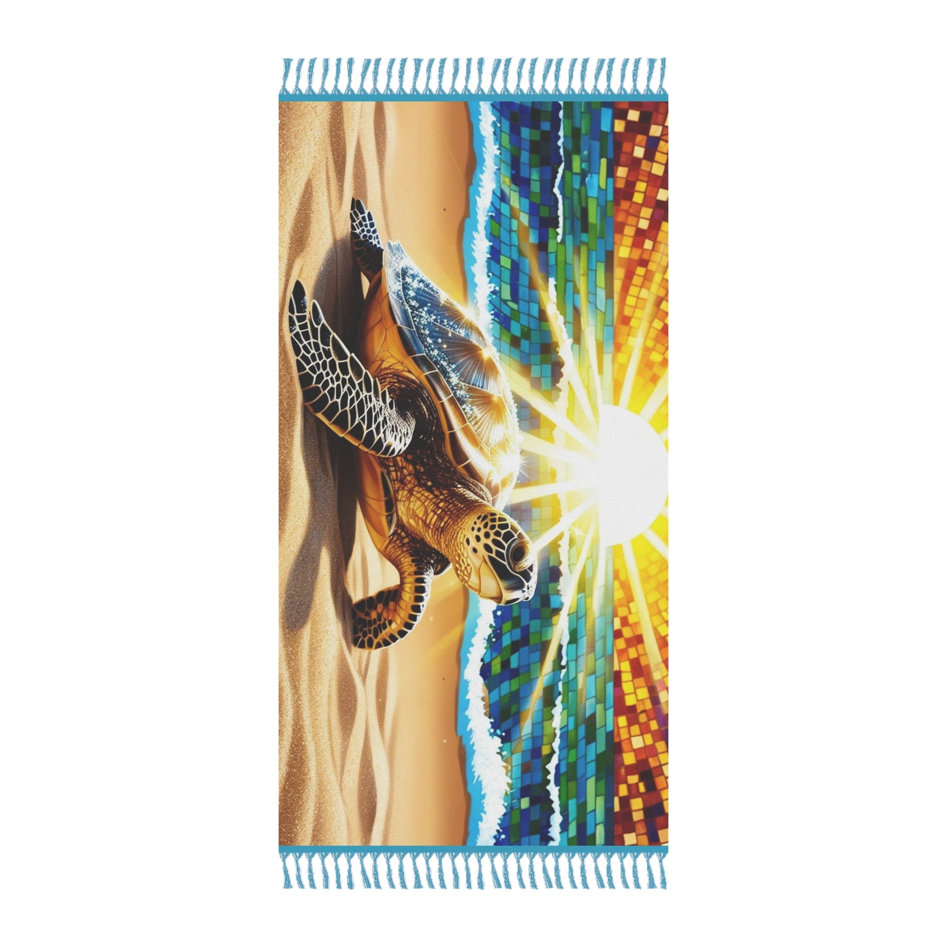 Boho Beach Towel with Turtle Design, Perfect for Summer, Gifts for Beach Lovers, Poolside Relaxation, Vacation Essentials