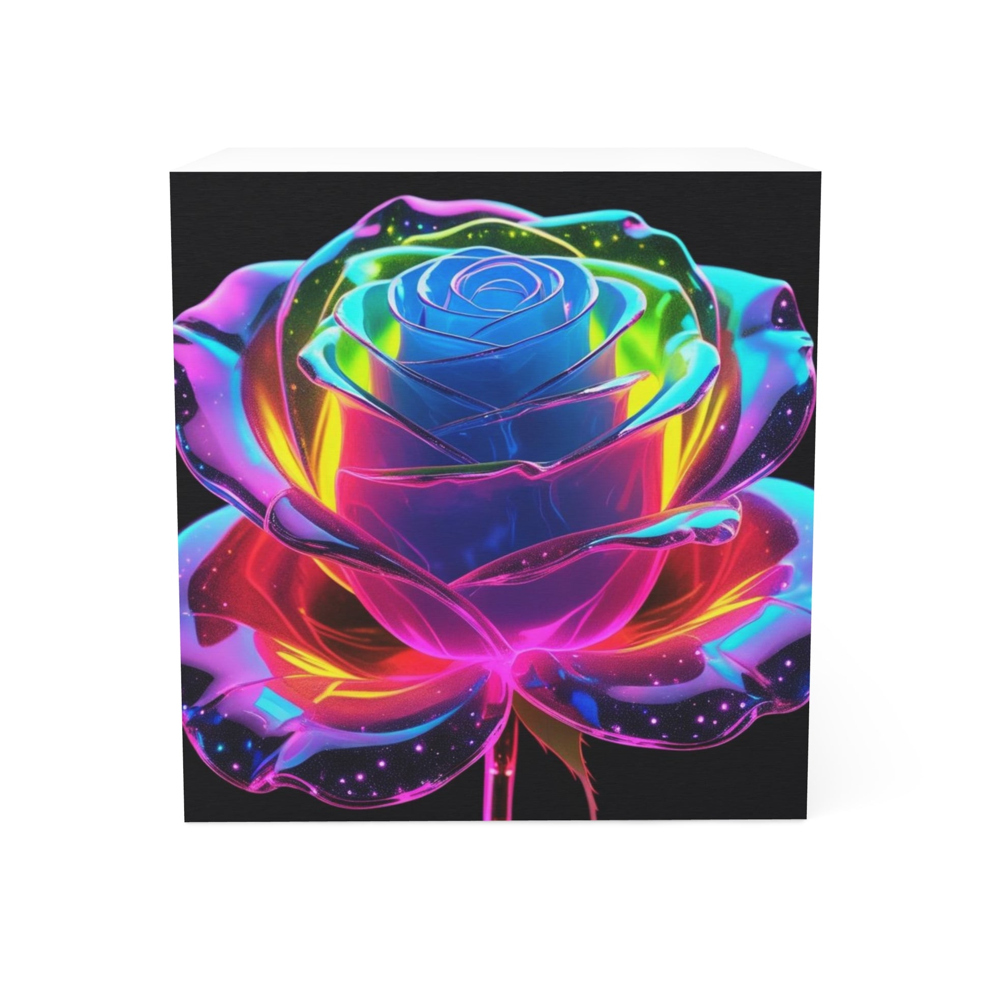 Colorful Floral Note Cube, Rainbow Rose Sticky Notes, Vibrant Desk Decor, Gift for Writers, Motivational Office Supplies