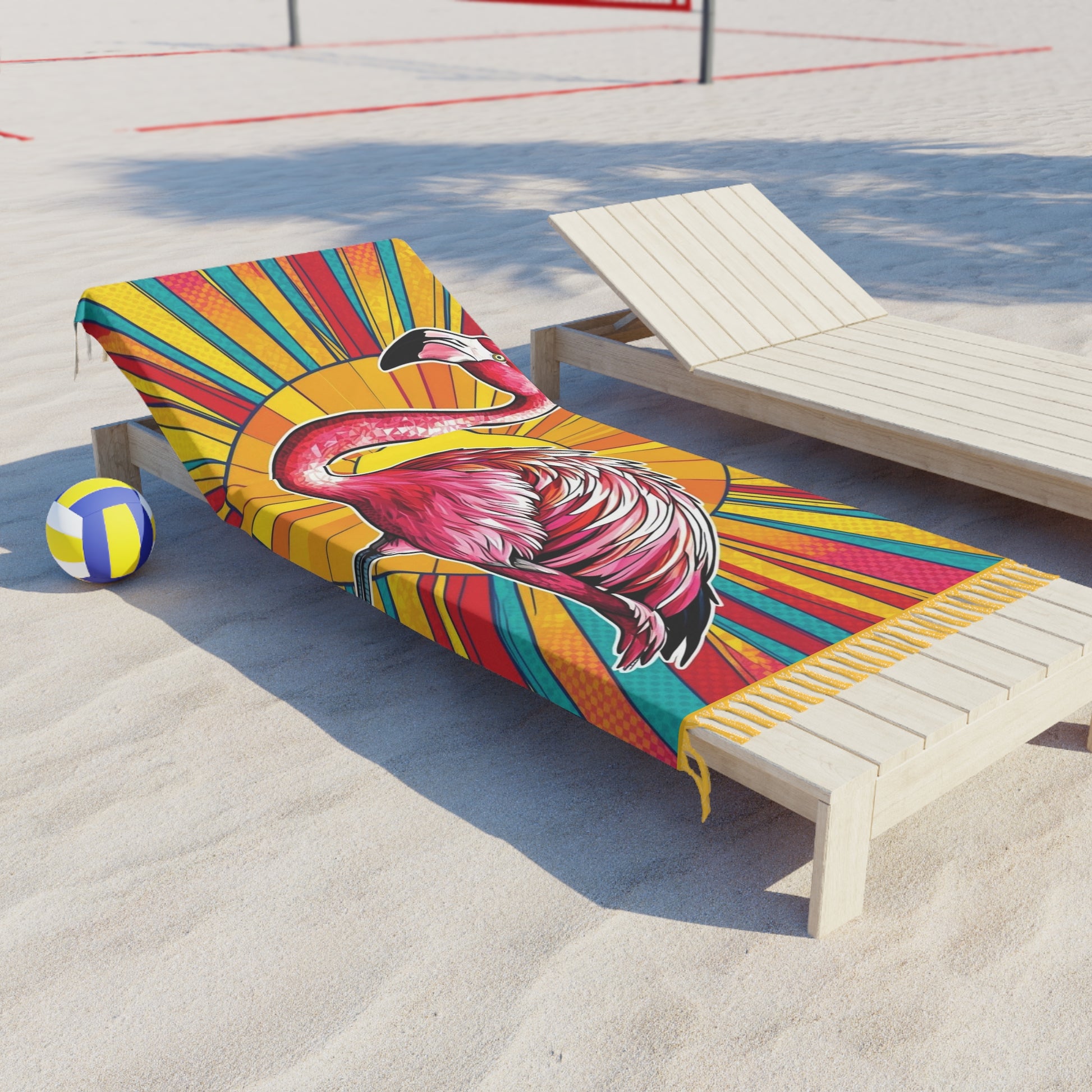 Boho Beach Towel - Vibrant Flamingo Design, Perfect for Summer, Poolside, Vacation, Gift for Beach Lovers, Tropical Decor