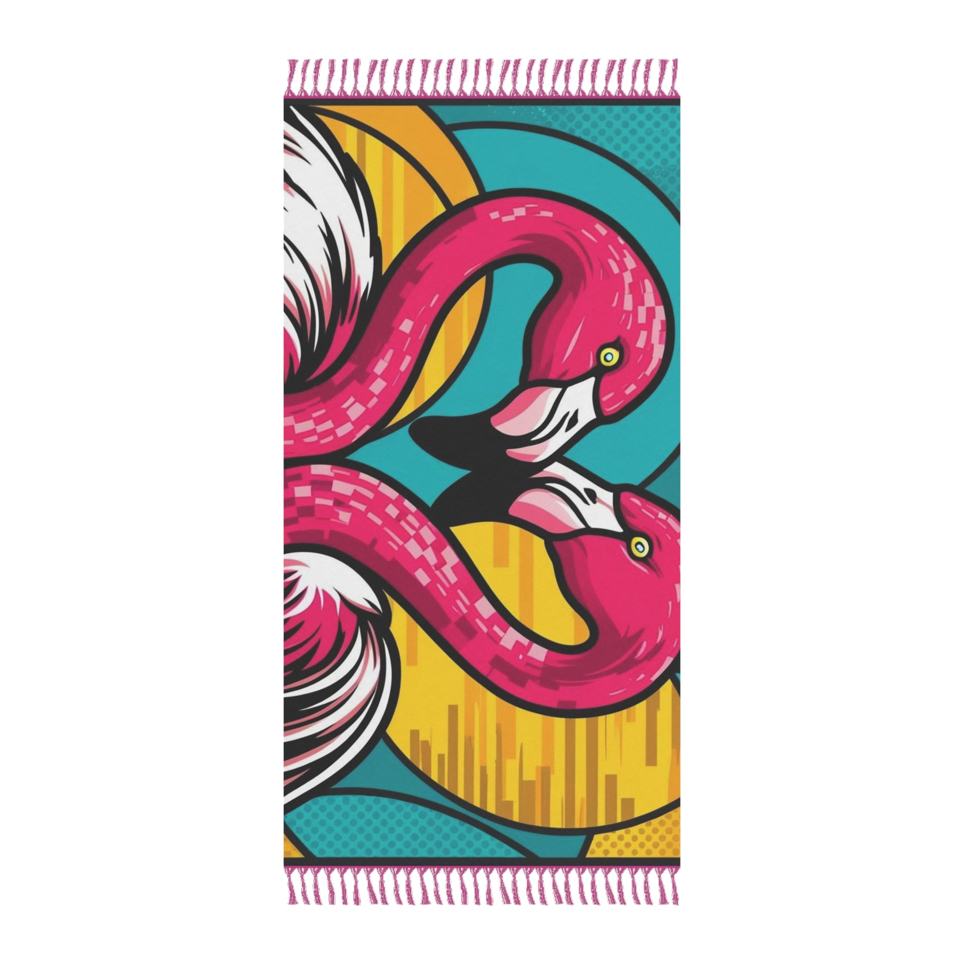 Boho Beach Towel with Flamingos, Tropical Vibe, Perfect for Summer, Beach Days, Pool Parties, Gift for Nature Lovers, Bohemian Decor