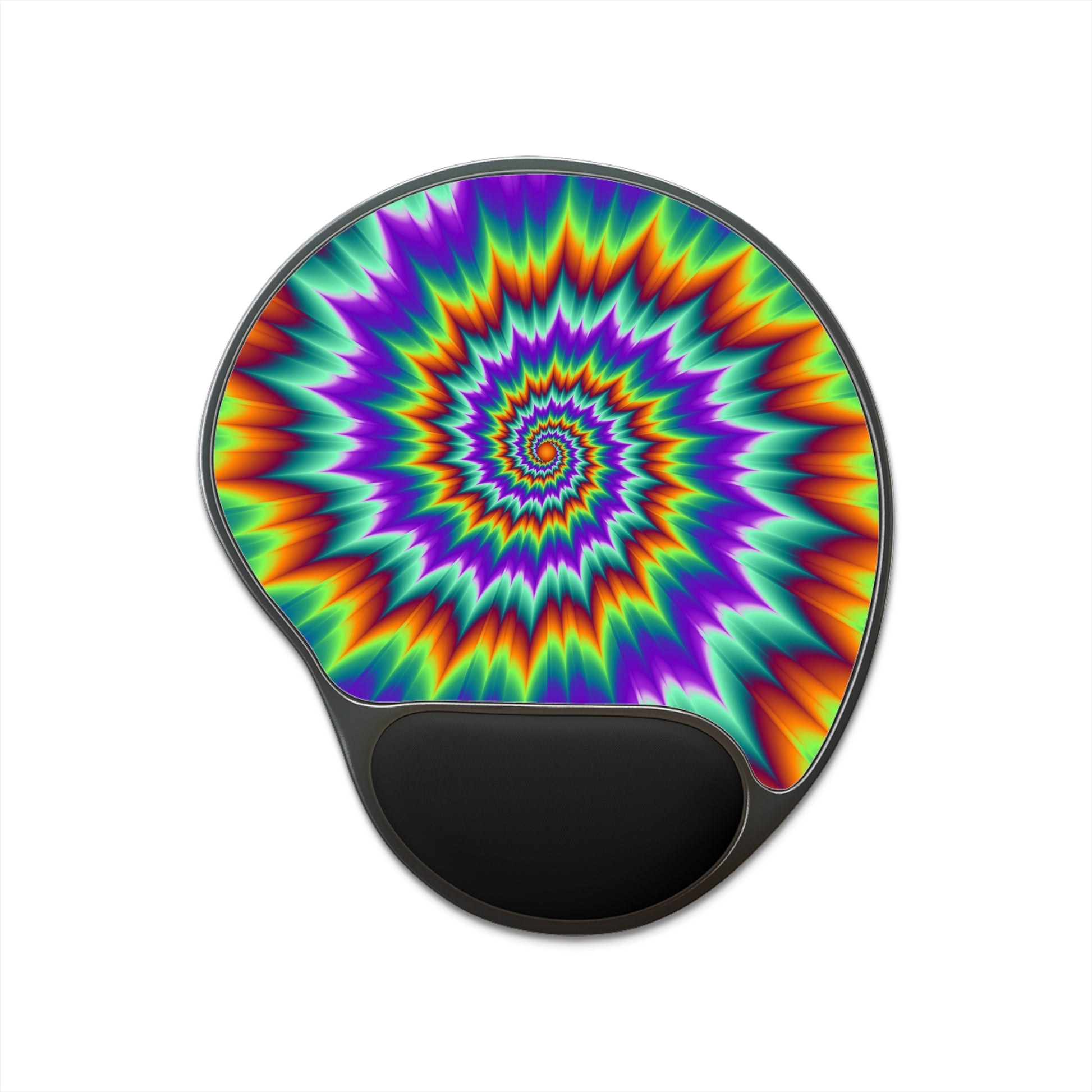 Vibrant Spiral Mouse Pad with Wrist Rest, Colorful Desk Accessory, Office Gift, Computer Accessory, Ergonomic Comfort, Psychedelic Design