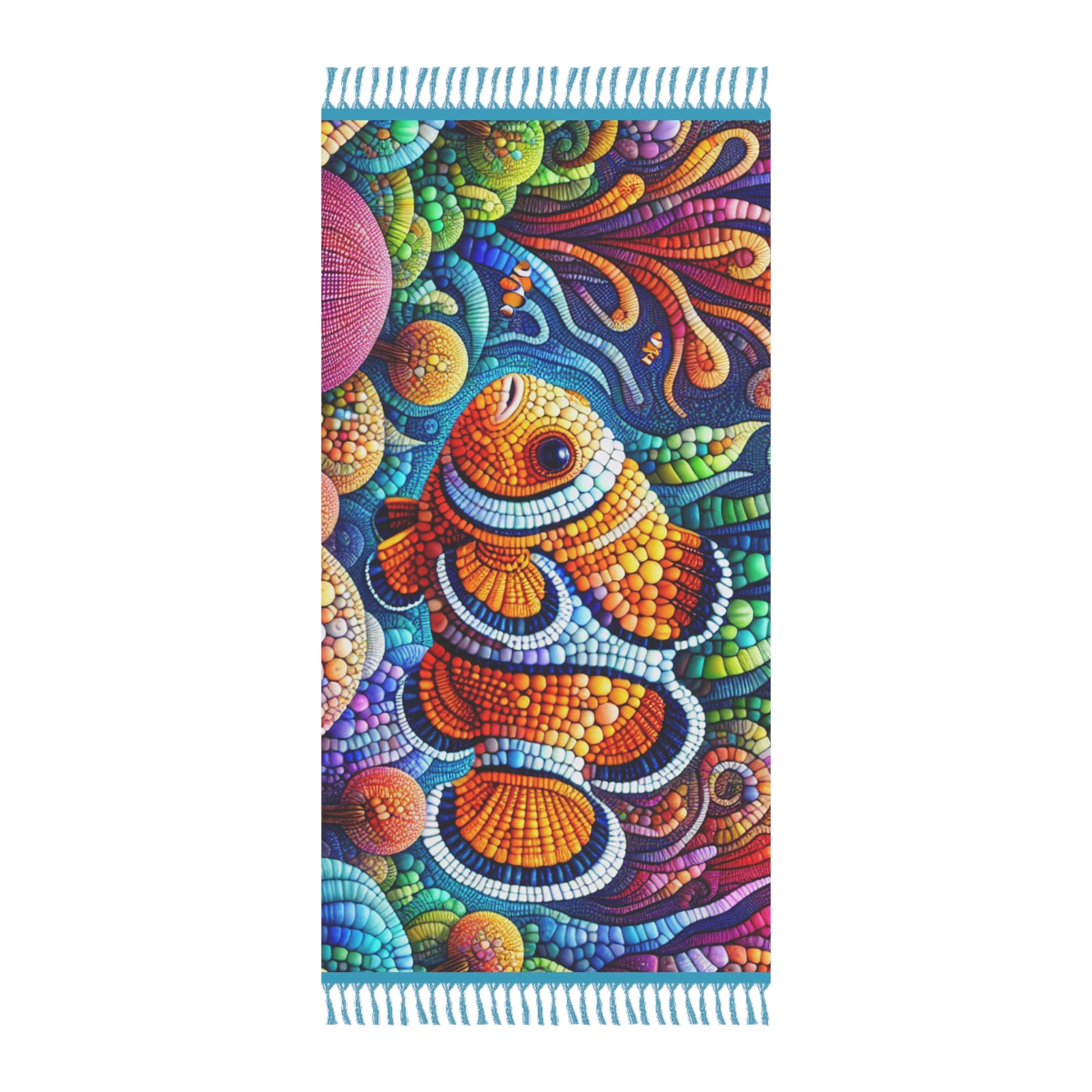 Bohemian Beach Towel - Colorful Mosaic Clown Fish Design, Perfect for Summer Days, Beach Trips, Poolside Relaxation, Gift for Beach Lovers