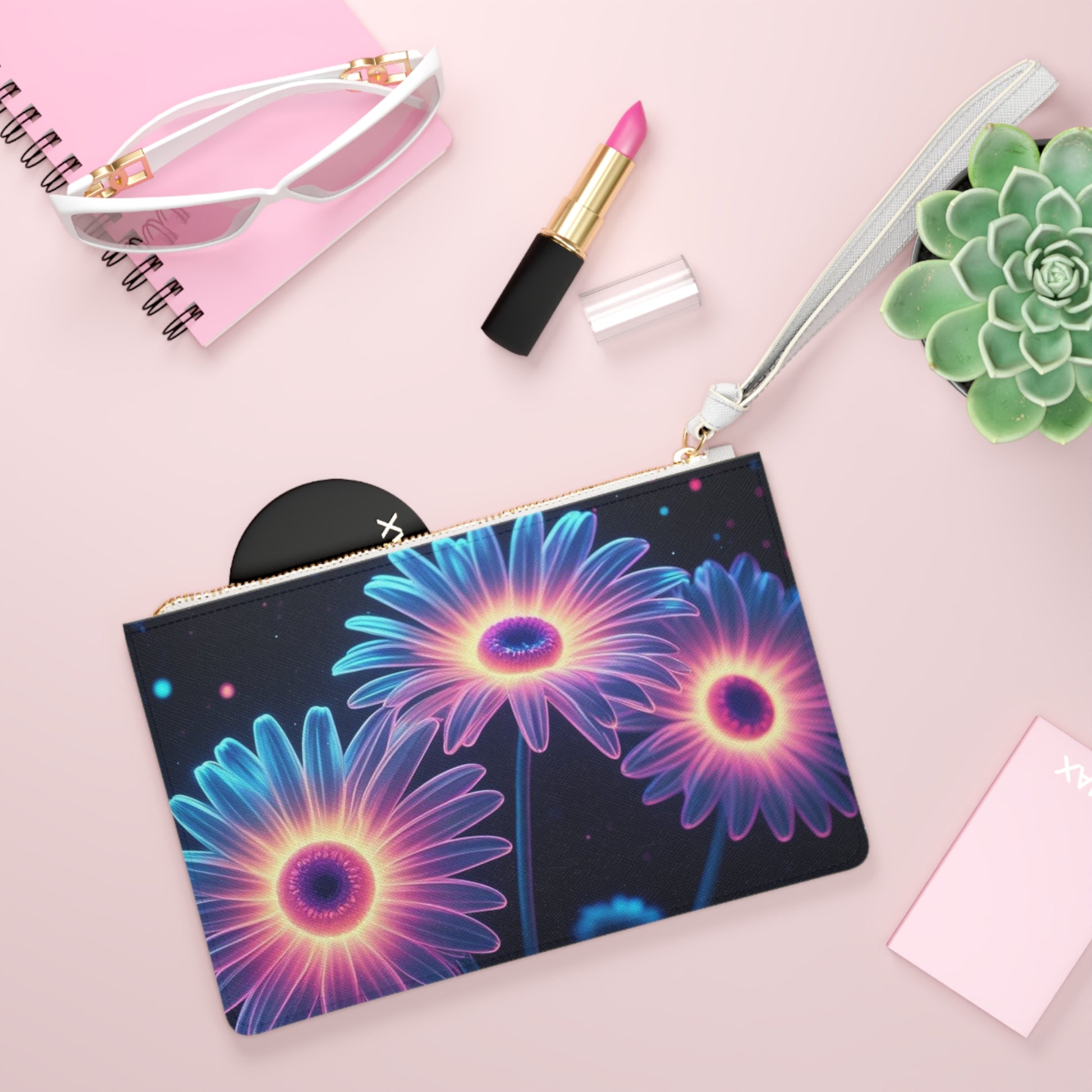 Glow in the Dark Floral Clutch Bag - Vibrant, Stylish Purse for Parties, Festivals, Gifts, Everyday Use, Travel Accessories