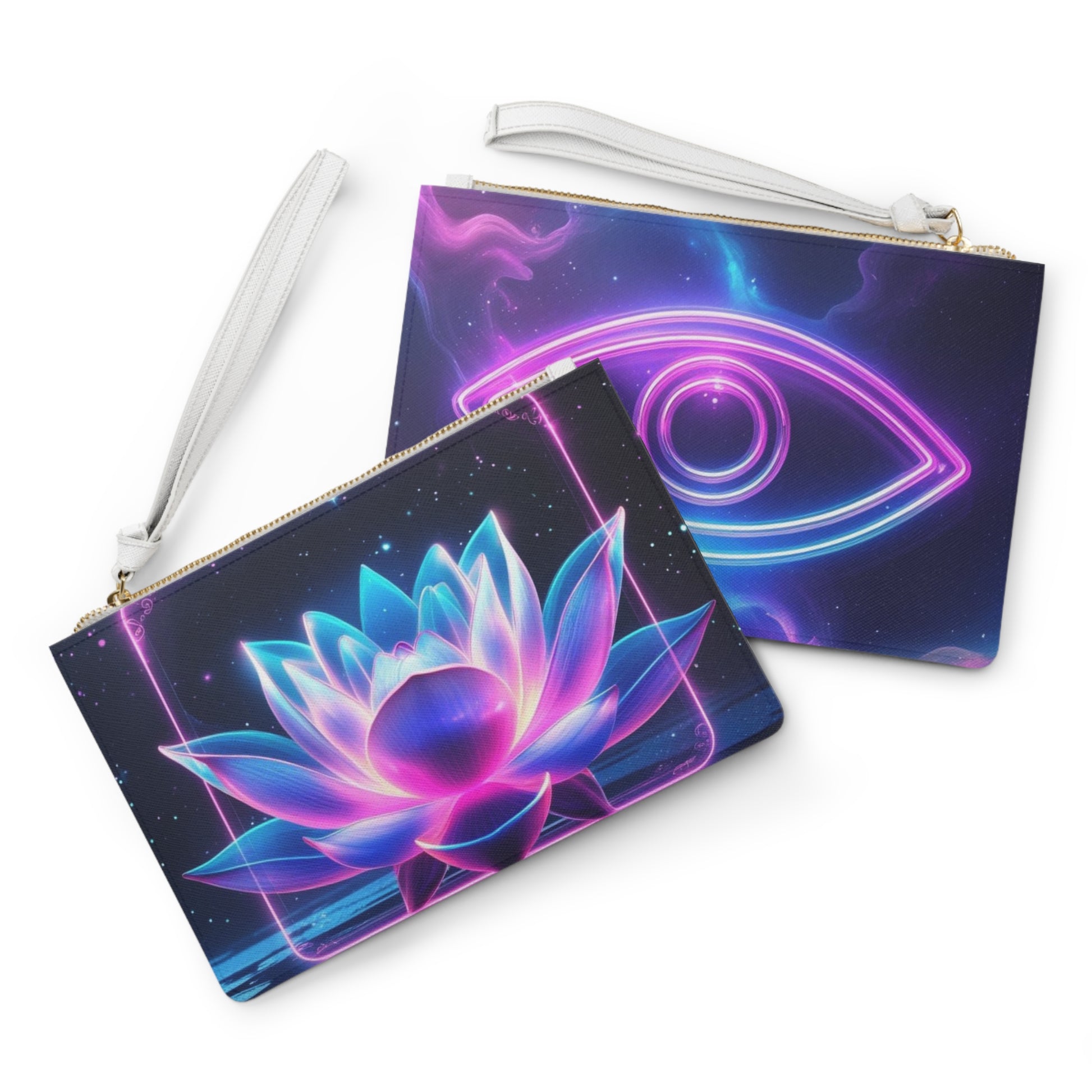 Vibrant Lotus and Eye Clutch Bag - Colorful Travel Pouch for Festivals, Gifts, Self-Care, Women, Bohemian Style