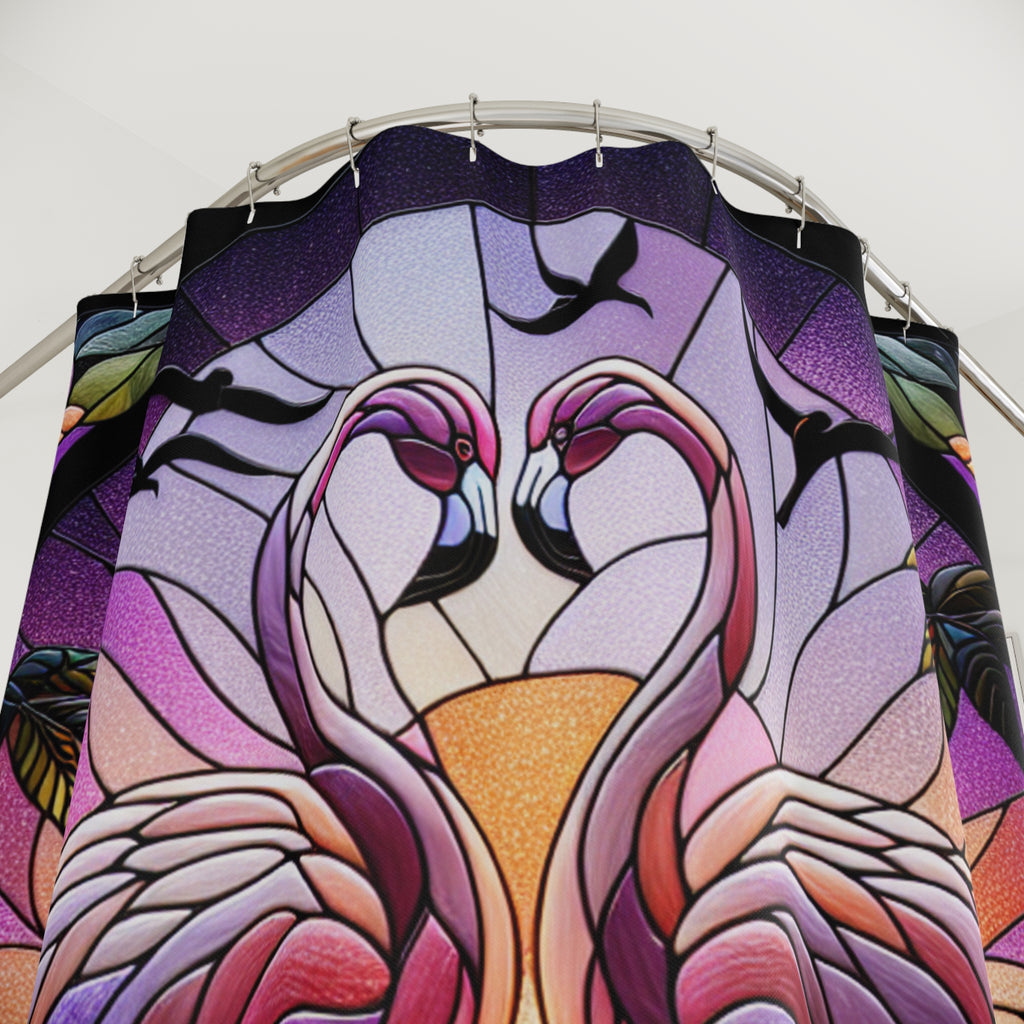Tropical Flamingo Shower Curtain, Bohemian Bath Decor, Beach Inspired Home Accessories, Vibrant Bathroom Art, Summer Vibes Decoration