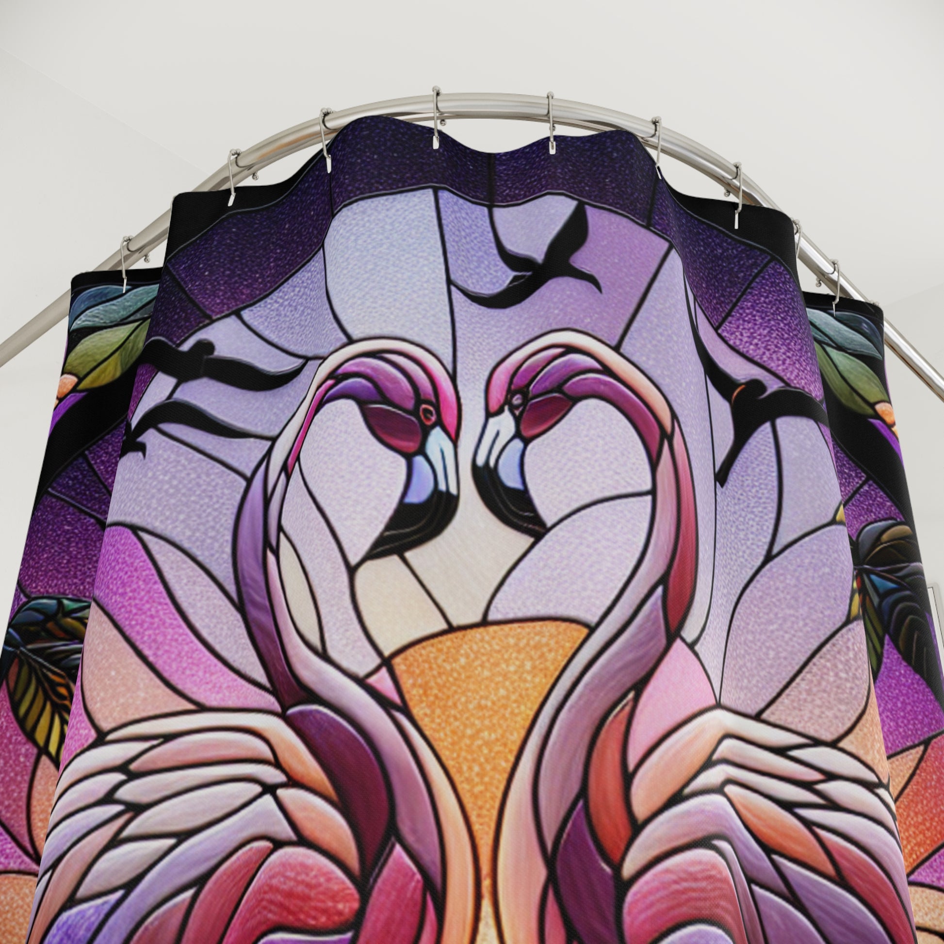 Tropical Flamingo Shower Curtain, Bohemian Bath Decor, Beach Inspired Home Accessories, Vibrant Bathroom Art, Summer Vibes Decoration