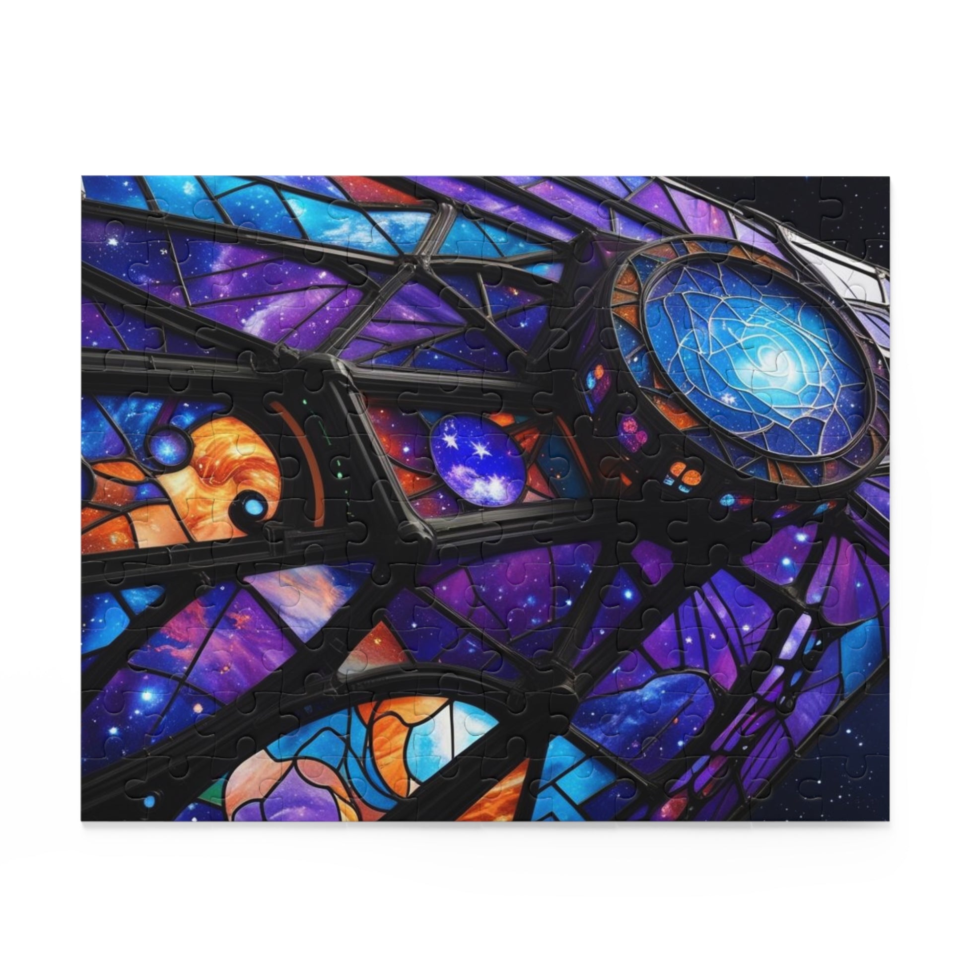 Galactic Stained Glass Spaceship Puzzle - Perfect for Space Lovers, Family Fun, Gifts, Home Décor, and Celebrations