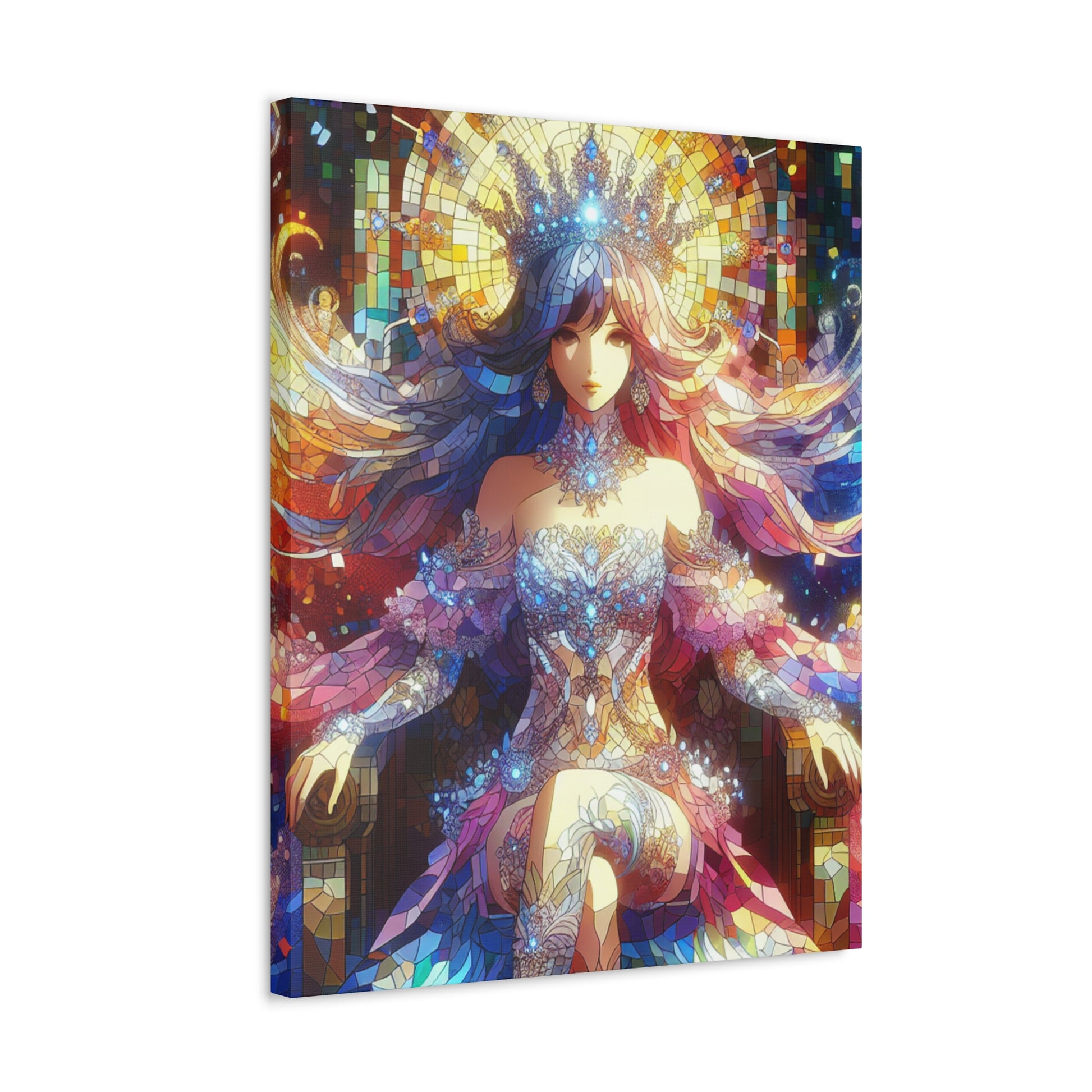 Stunning Stretched Canvas Art - Colorful Fantasy Wall Decor, Unique Home Decoration, Gift for Art Lovers, Vibrant Mosaic Anime Artwork