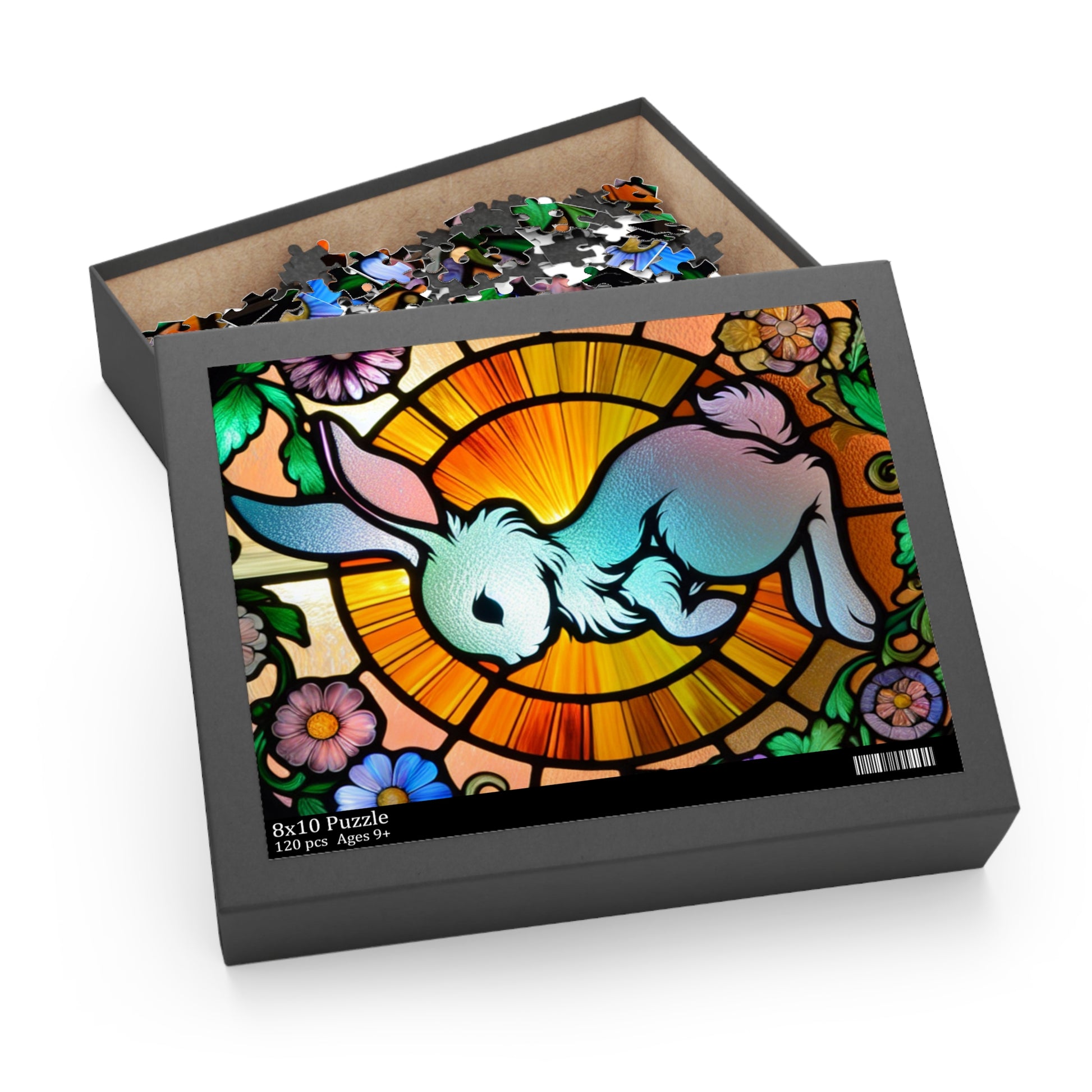 Stained Glass Bunny Puzzle - Perfect for Spring, Easter Decorations, Family Fun, Art Lovers, Unique Gift Idea