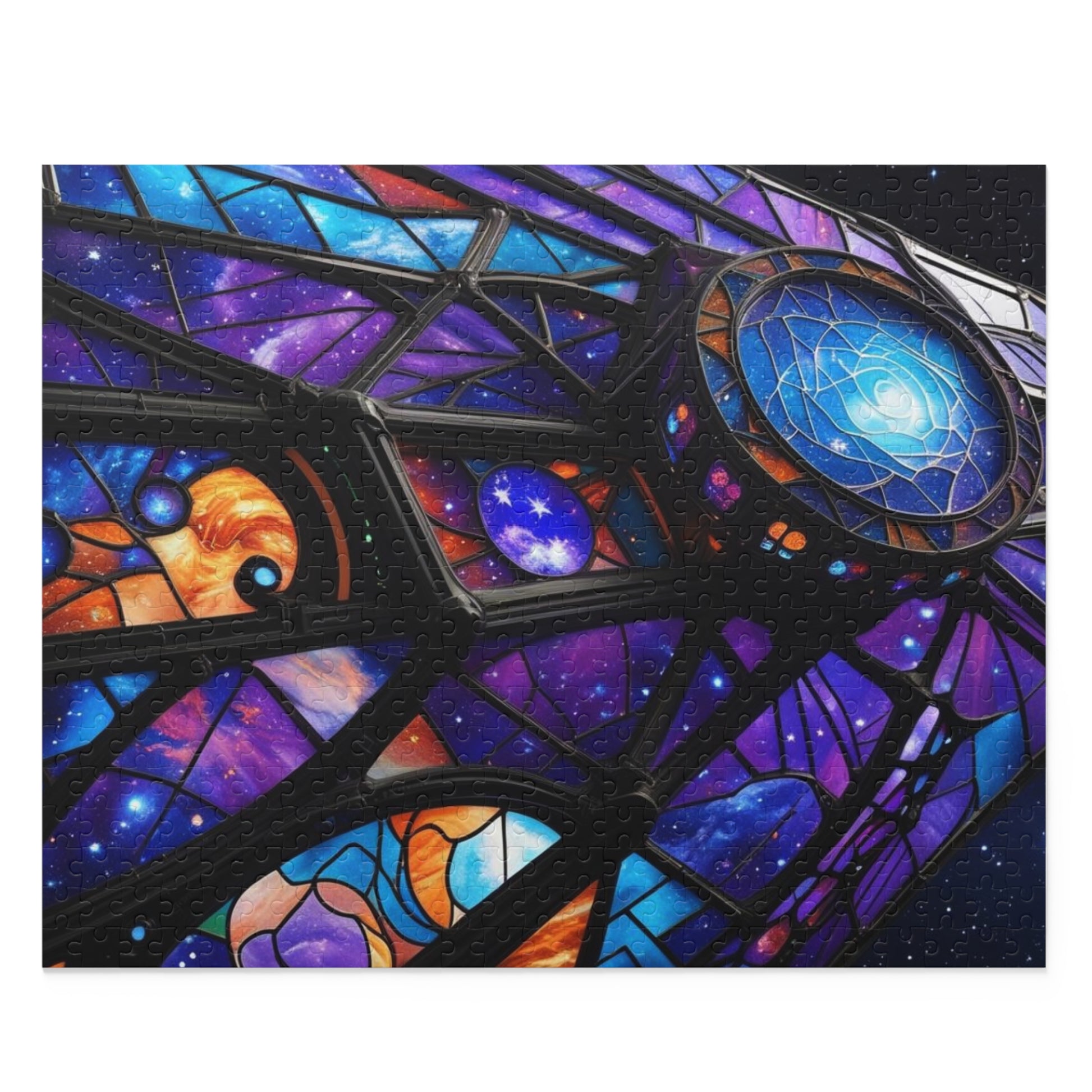 Galactic Stained Glass Spaceship Puzzle - Perfect for Space Lovers, Family Fun, Gifts, Home Décor, and Celebrations
