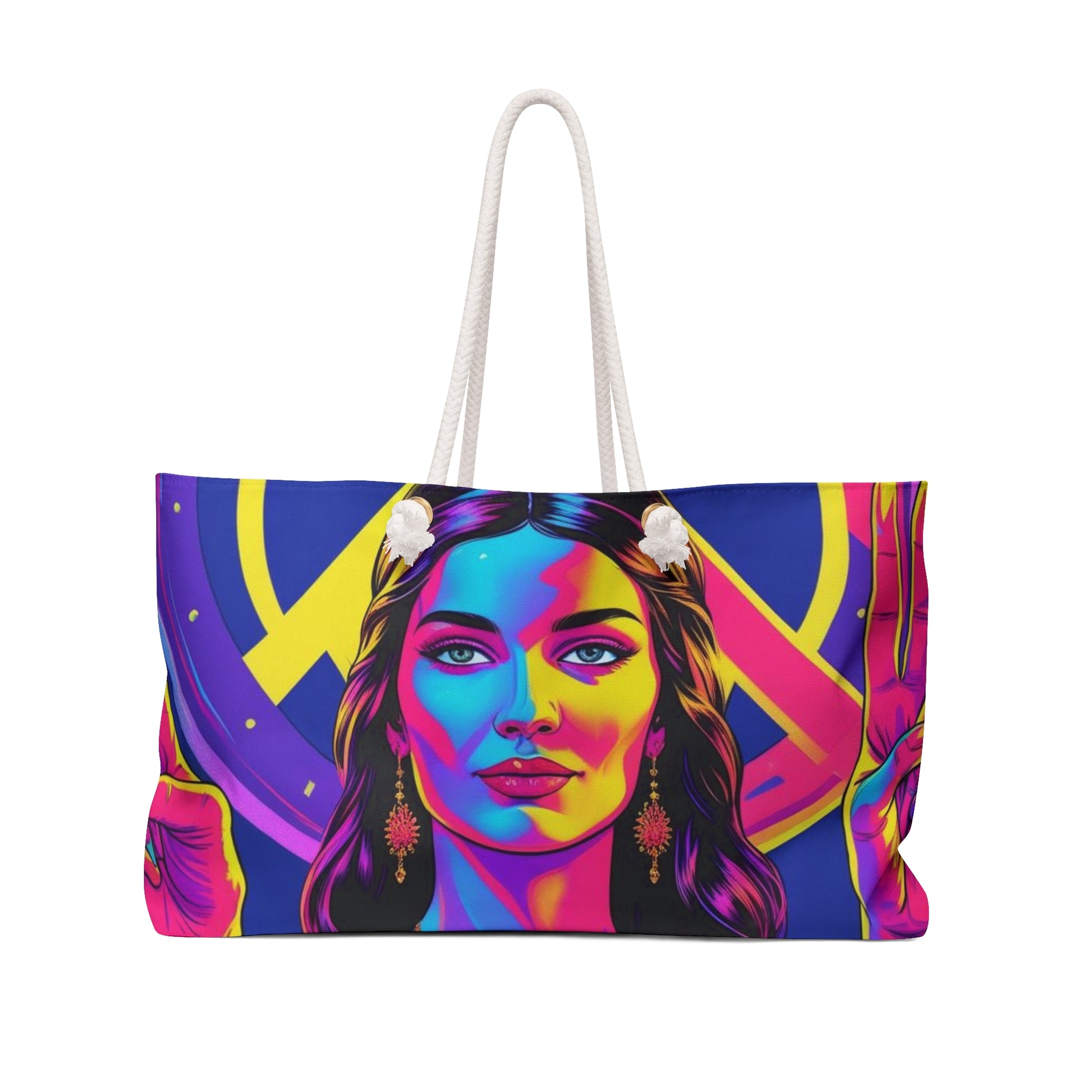 Vibrant Bohemian Weekender Bag, Travel Tote, Beach Bag, Reusable Shopping Bag, Festival Accessory