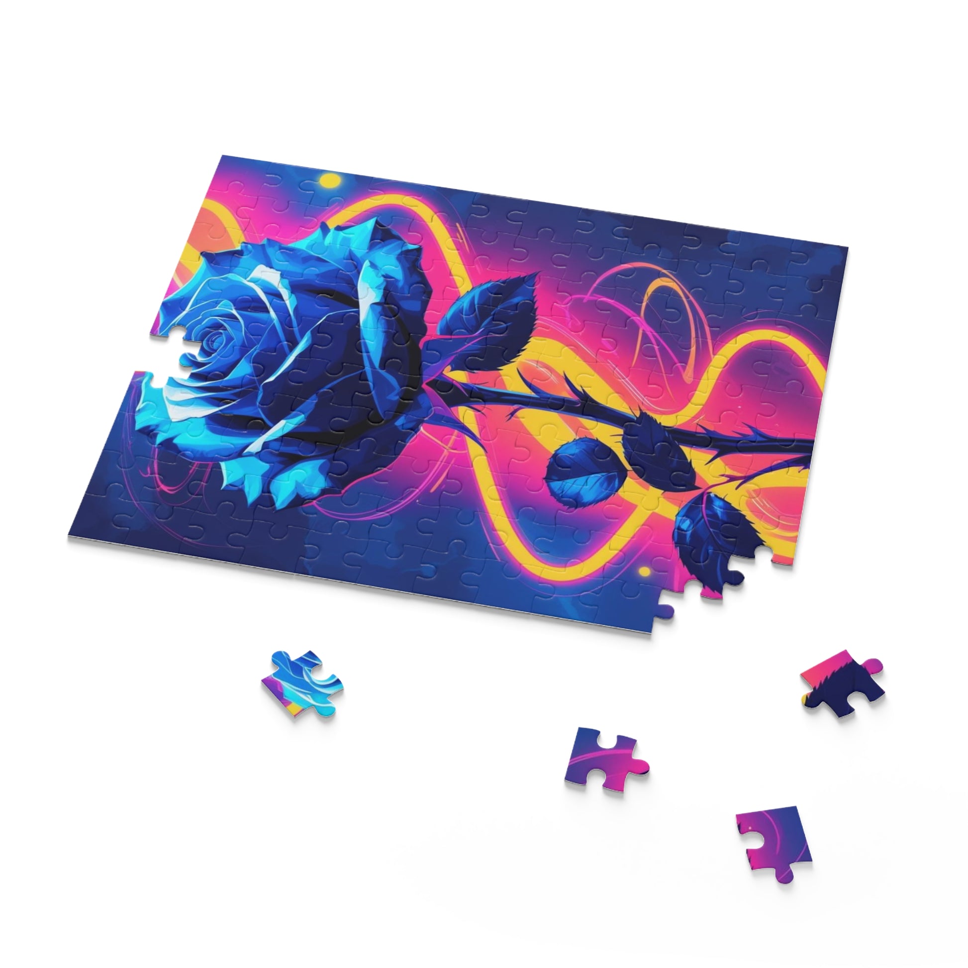 Vibrant Blue Rose Puzzle - 120, 252, 500-Piece Jigsaw, Floral Decor, Gift for Garden Lovers, Relaxing Activity, Home Decor