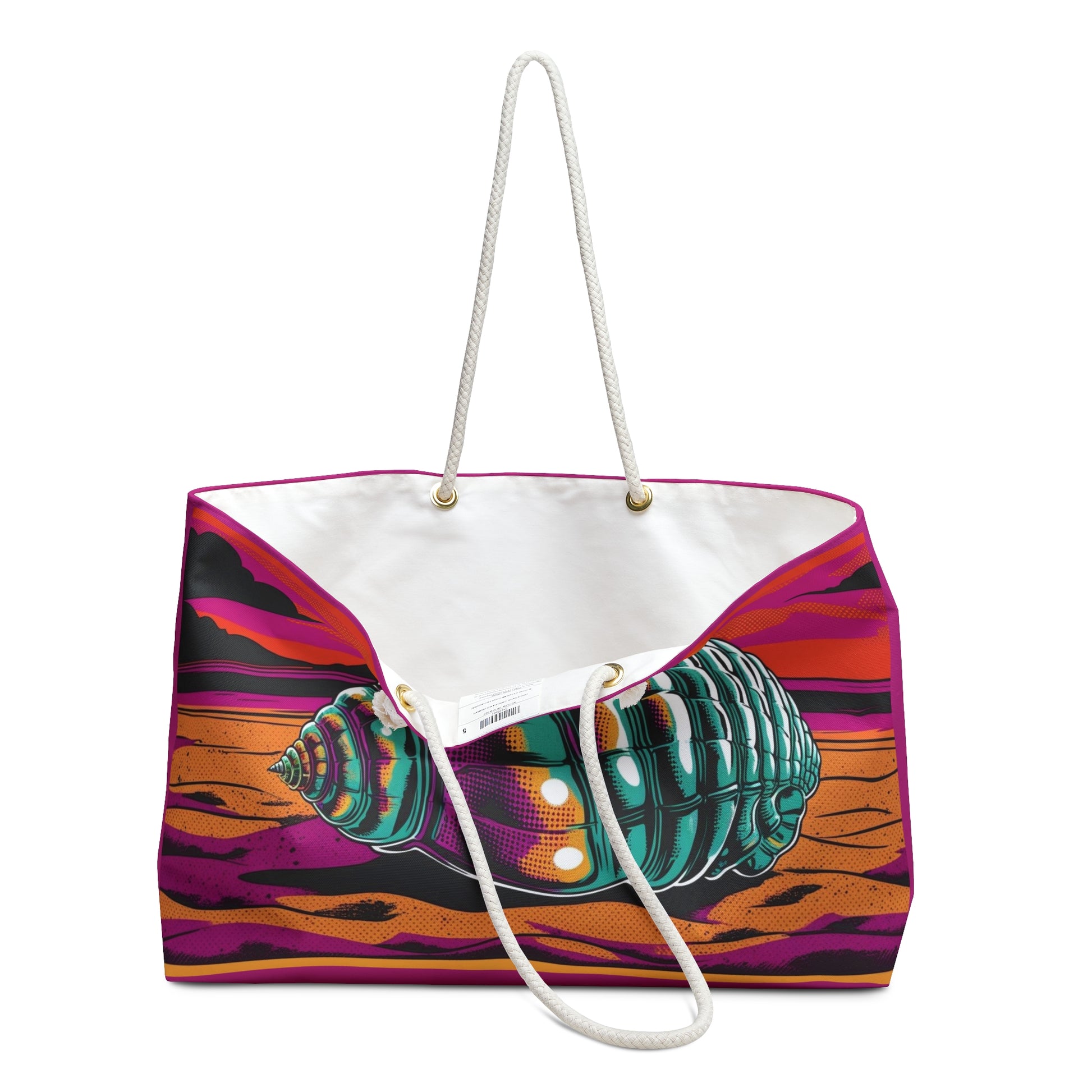 Colorful Shell Weekender Bag, Beach Travel Tote, Vacation Essentials Bag, Stylish Shell Print Bag, Summer Getaway Bag
