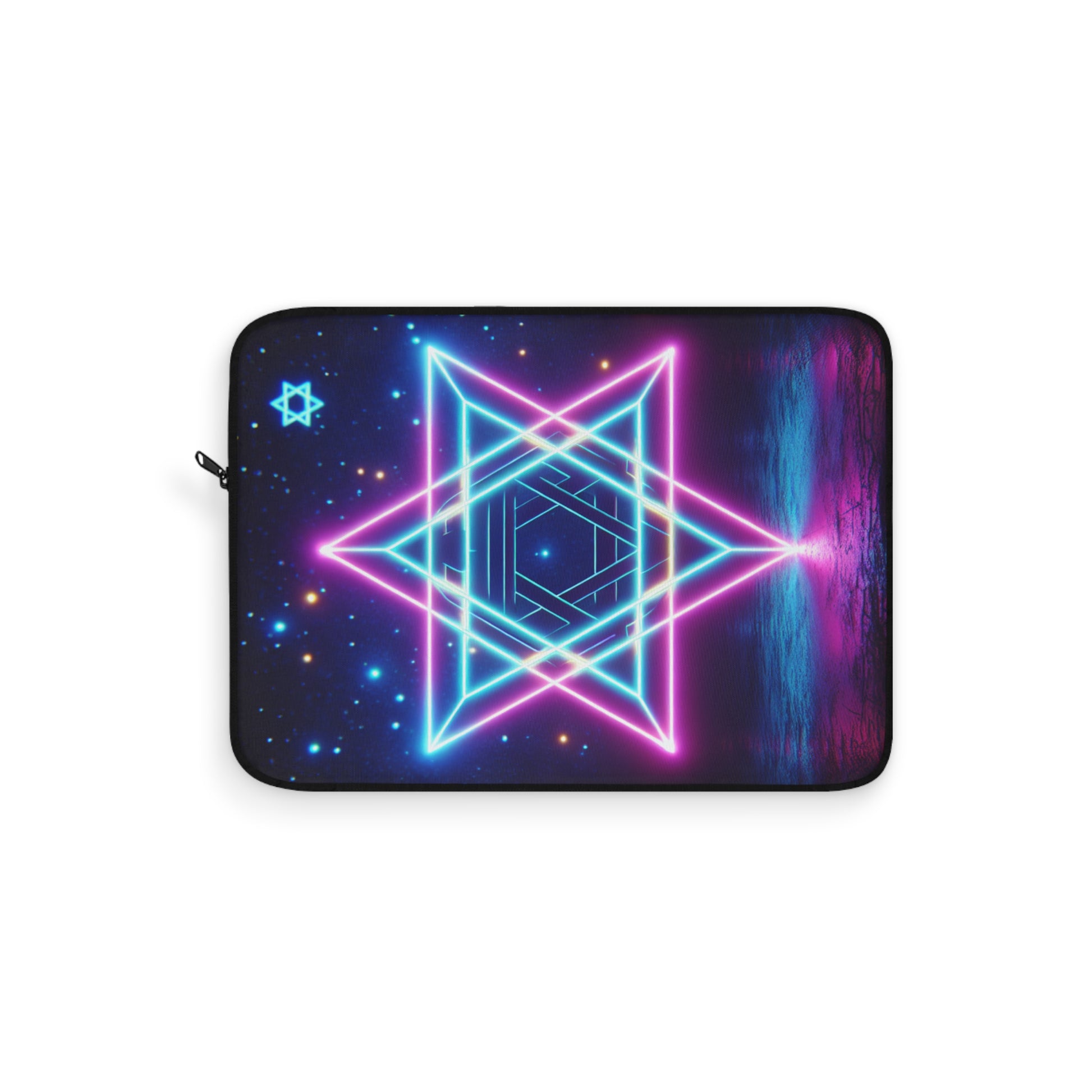 Neon Star Laptop Sleeve, Cosmic Laptop Case, Stylish Tech Accessory, Gift for Students, Vibrant Computer Sleeve, Starry Night Design