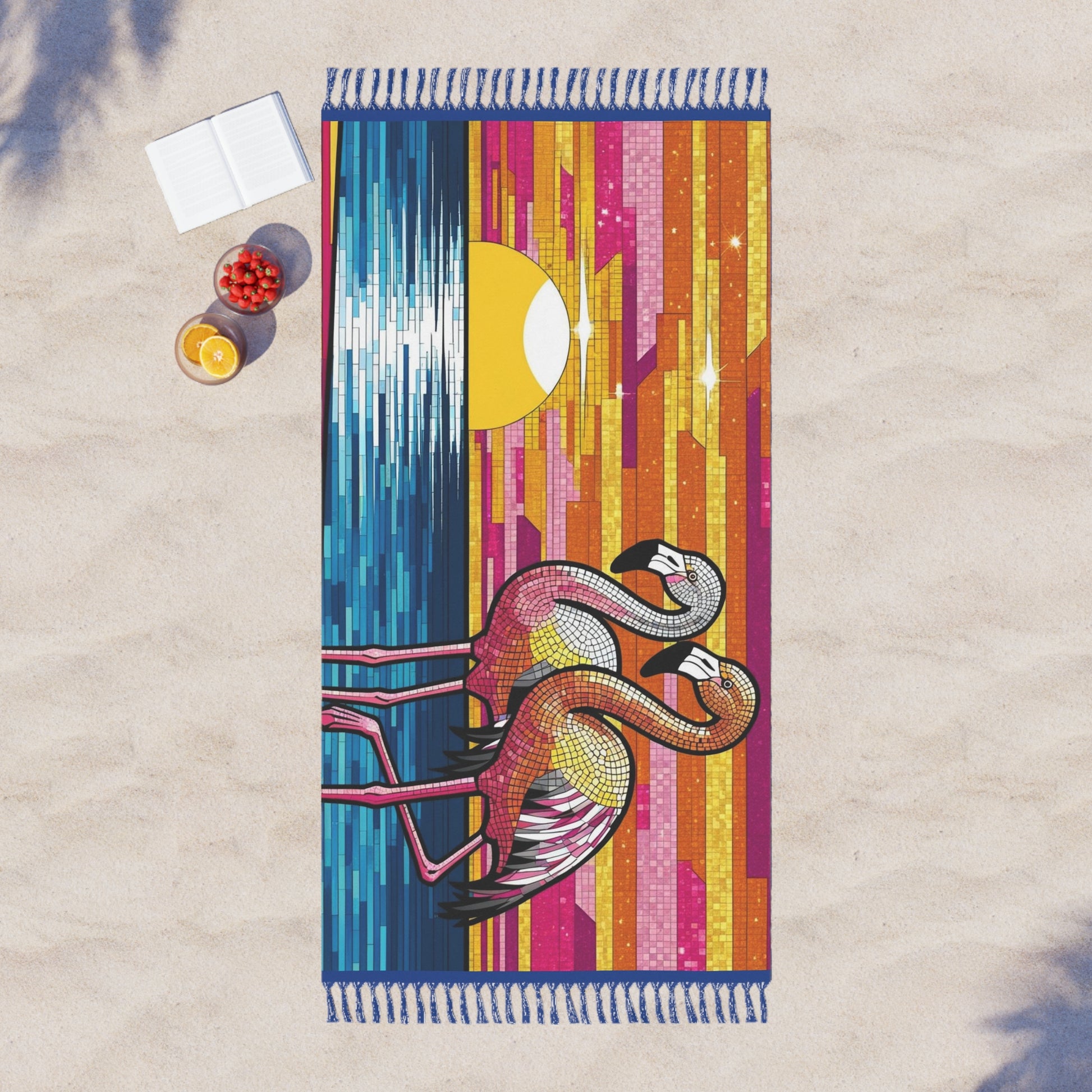 Colorful Boho Beach Towel | Vibrant Flamingo Design, Summer Fun, Tropical Vibes, Poolside Accessory, Gift for Beach Lovers