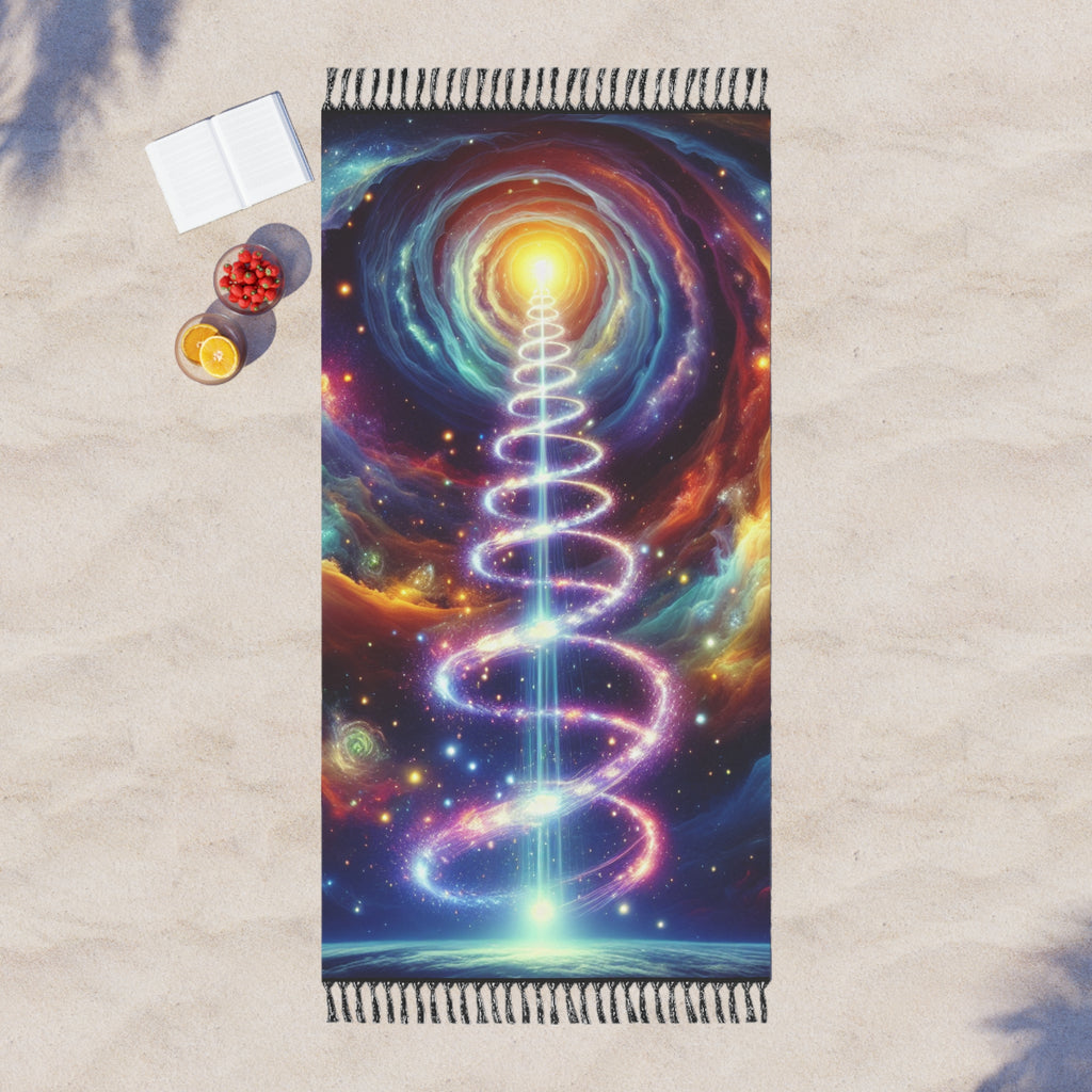 Cosmic Divine Rising Kundalini Boho Dreamy Towel, Visionary Galactic Getaway Gift for Beach Lovers, Gift for Free Spirited Lovers